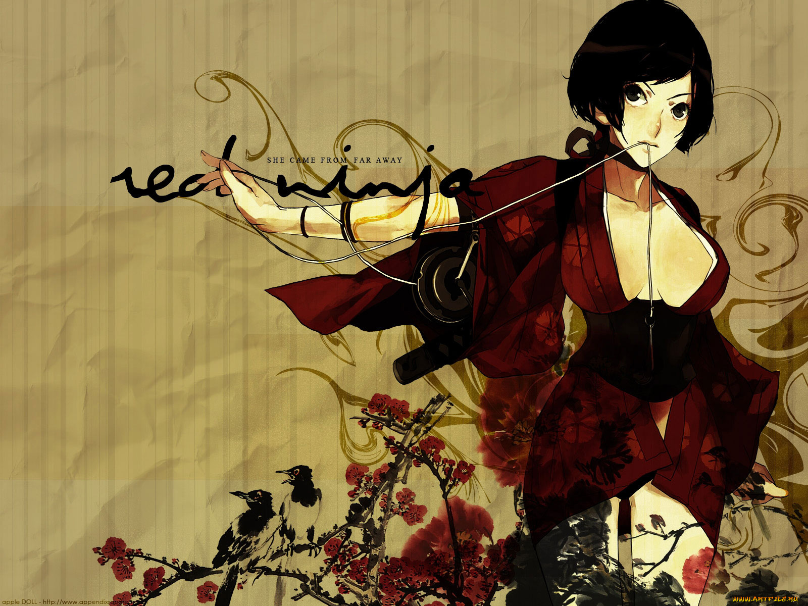 аниме, red, ninja