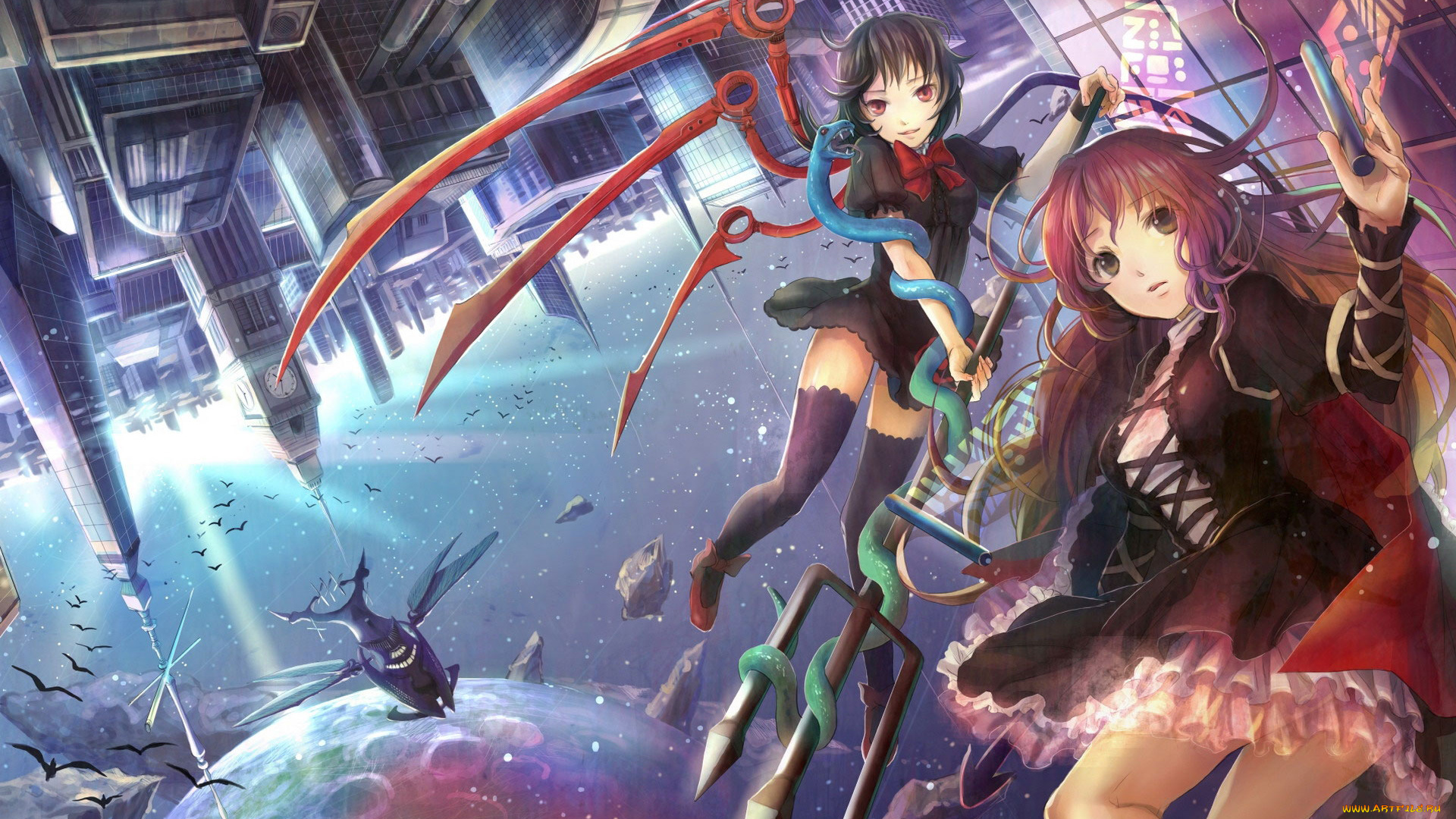 аниме, weapon, blood, technology