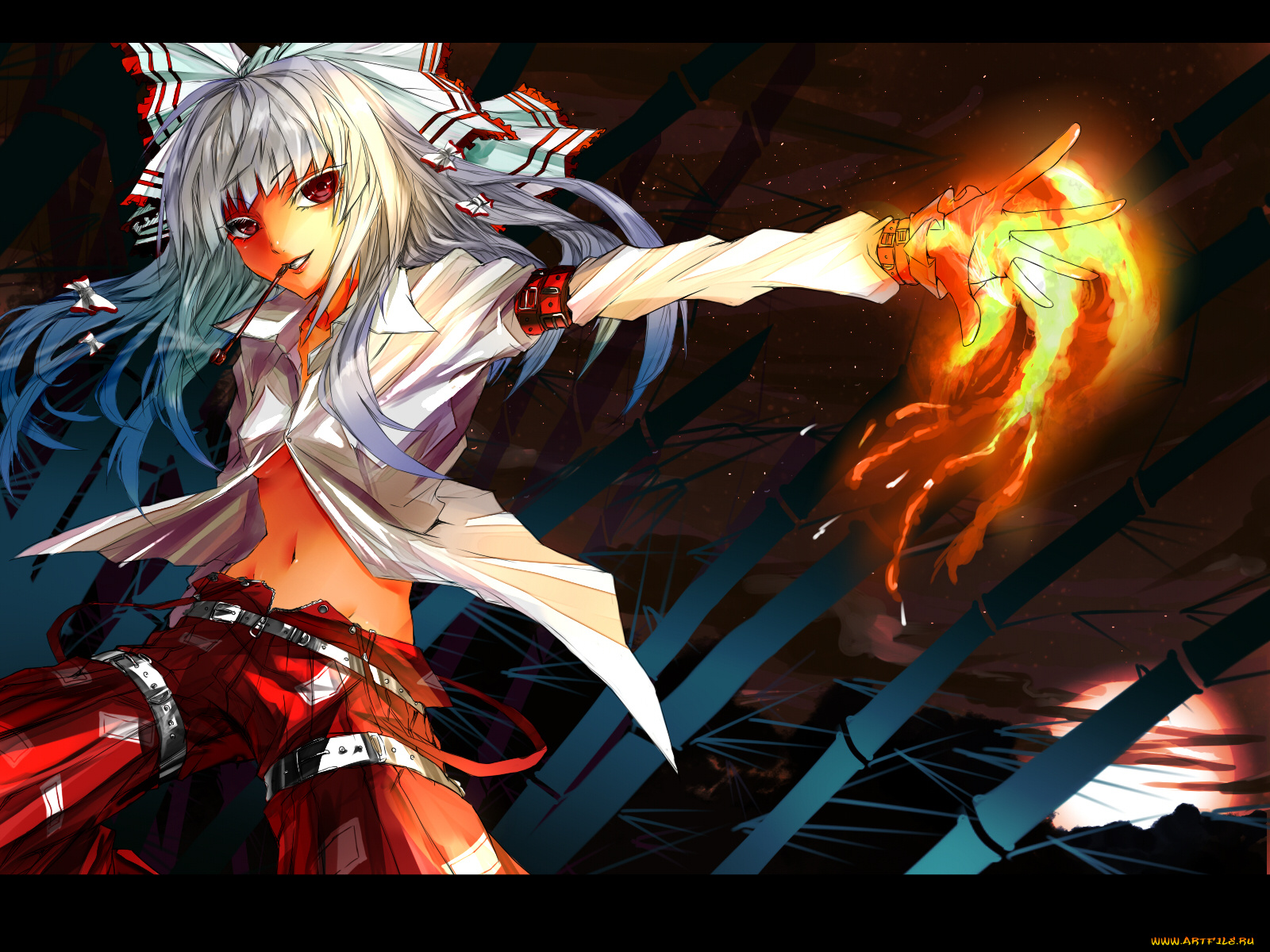 fujiwara, no, mokou, аниме, touhou