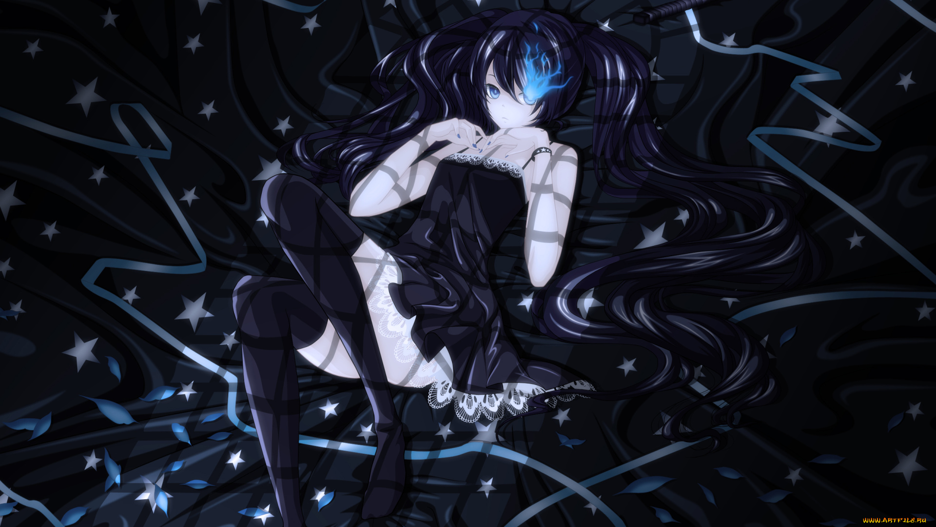 аниме, black, rock, shooter, девушка