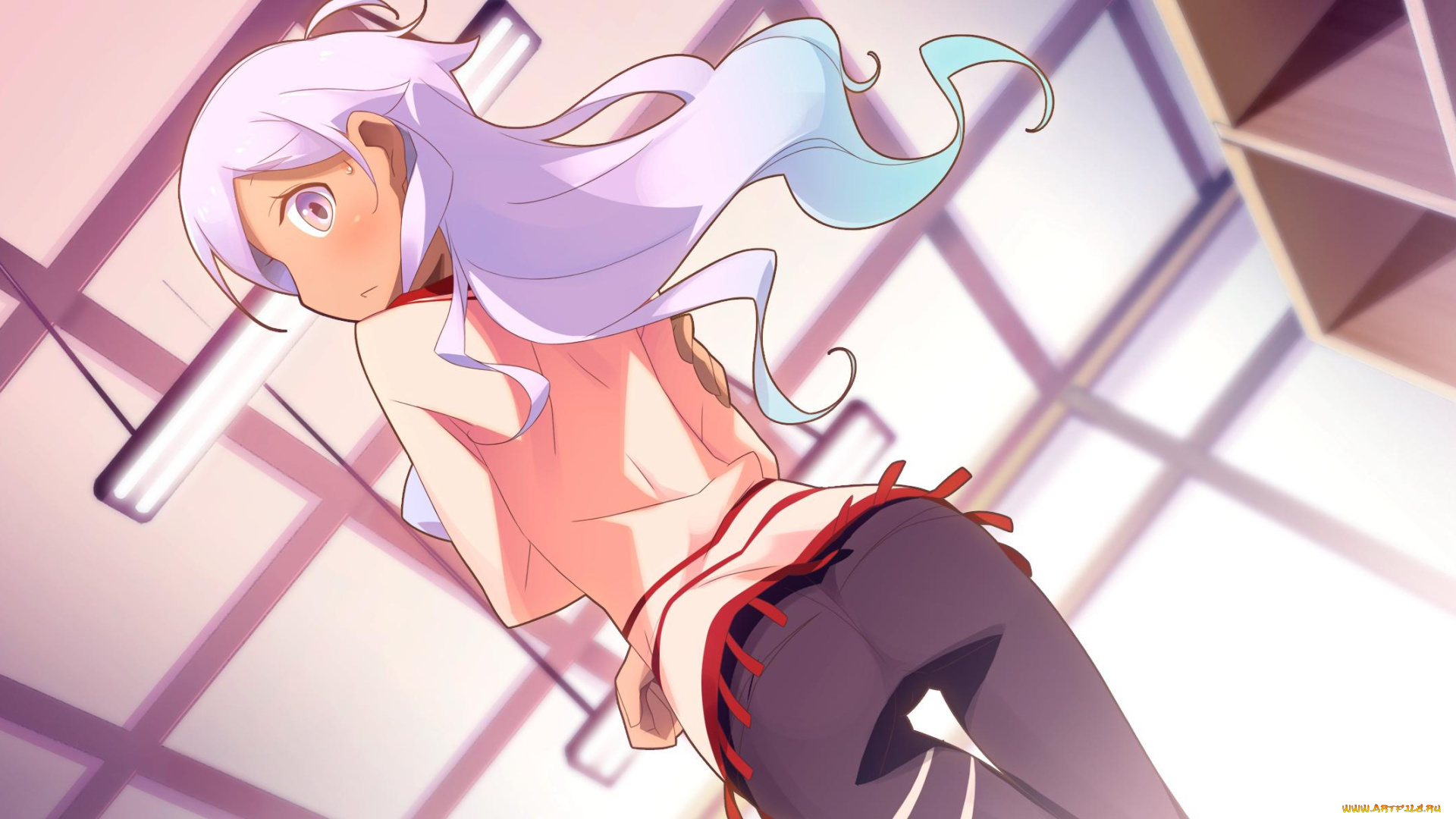 аниме, *unknown, другое, длинные, волосы, девушка, фиолетовые, глаза