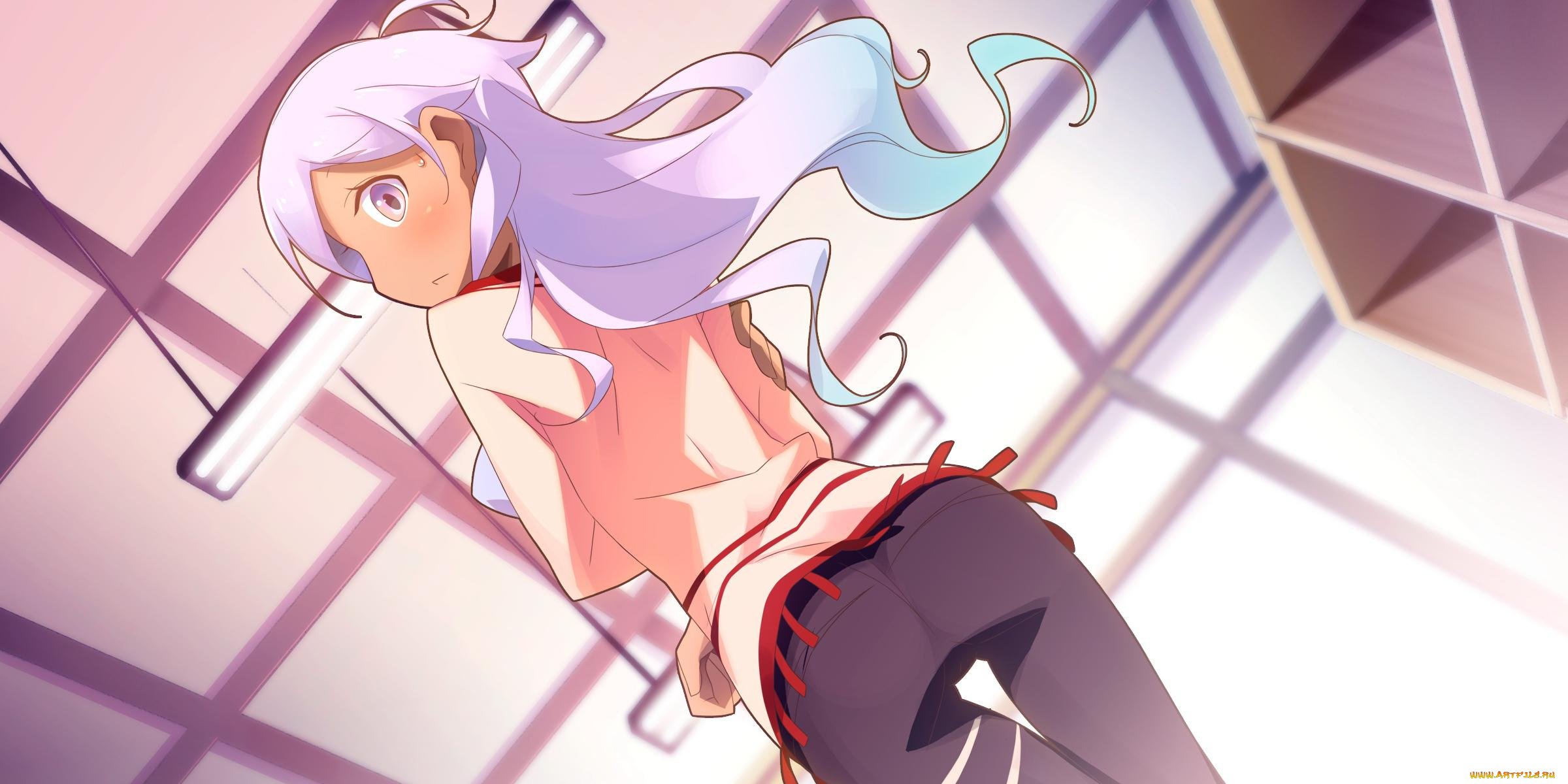 аниме, *unknown, другое, длинные, волосы, девушка, фиолетовые, глаза