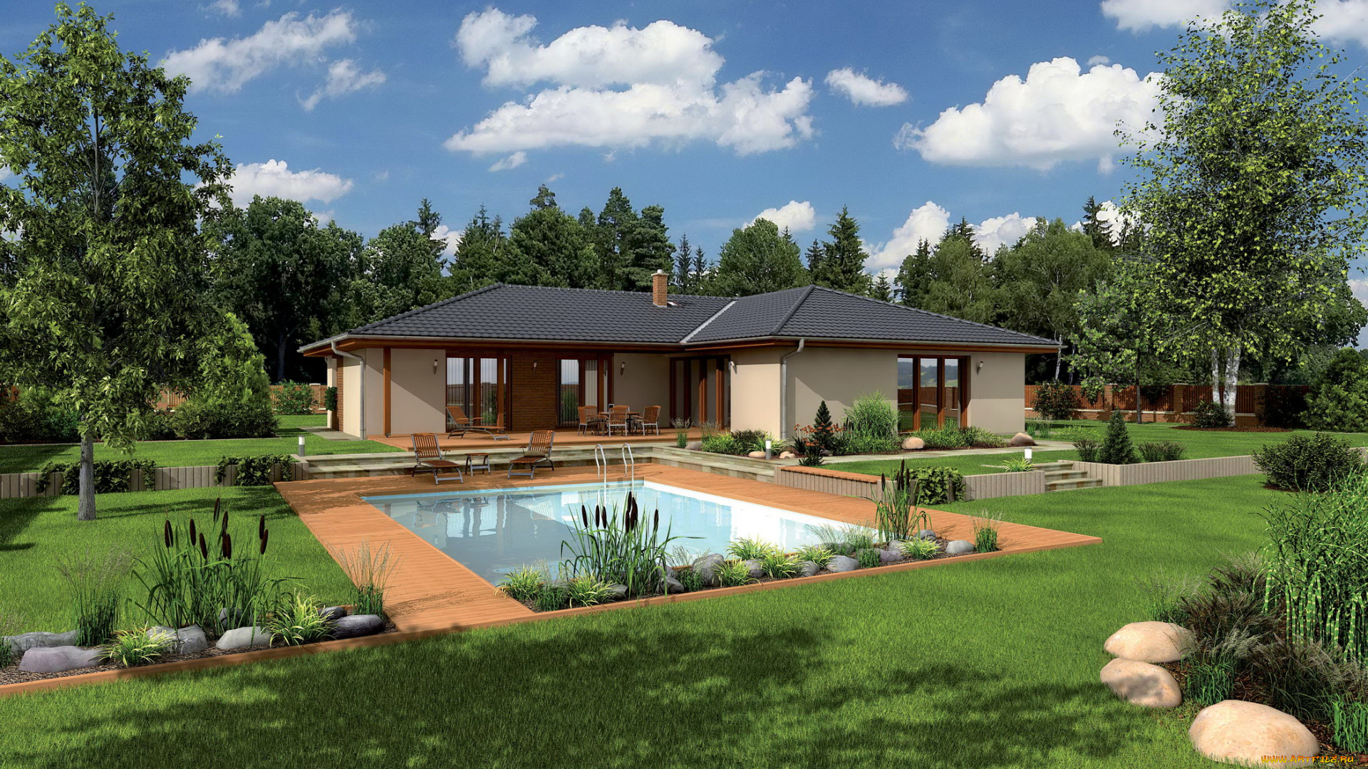 3д, графика, architecture, архитектура, ландшафт, дом