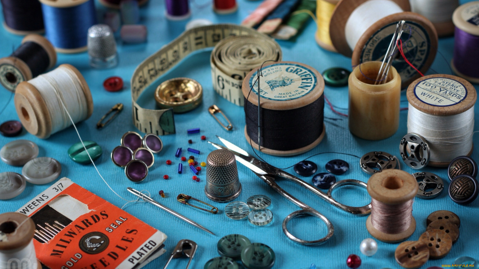 разное, ремесла, поделки, рукоделие, наперсток, нитки, пуговицы, ножницы