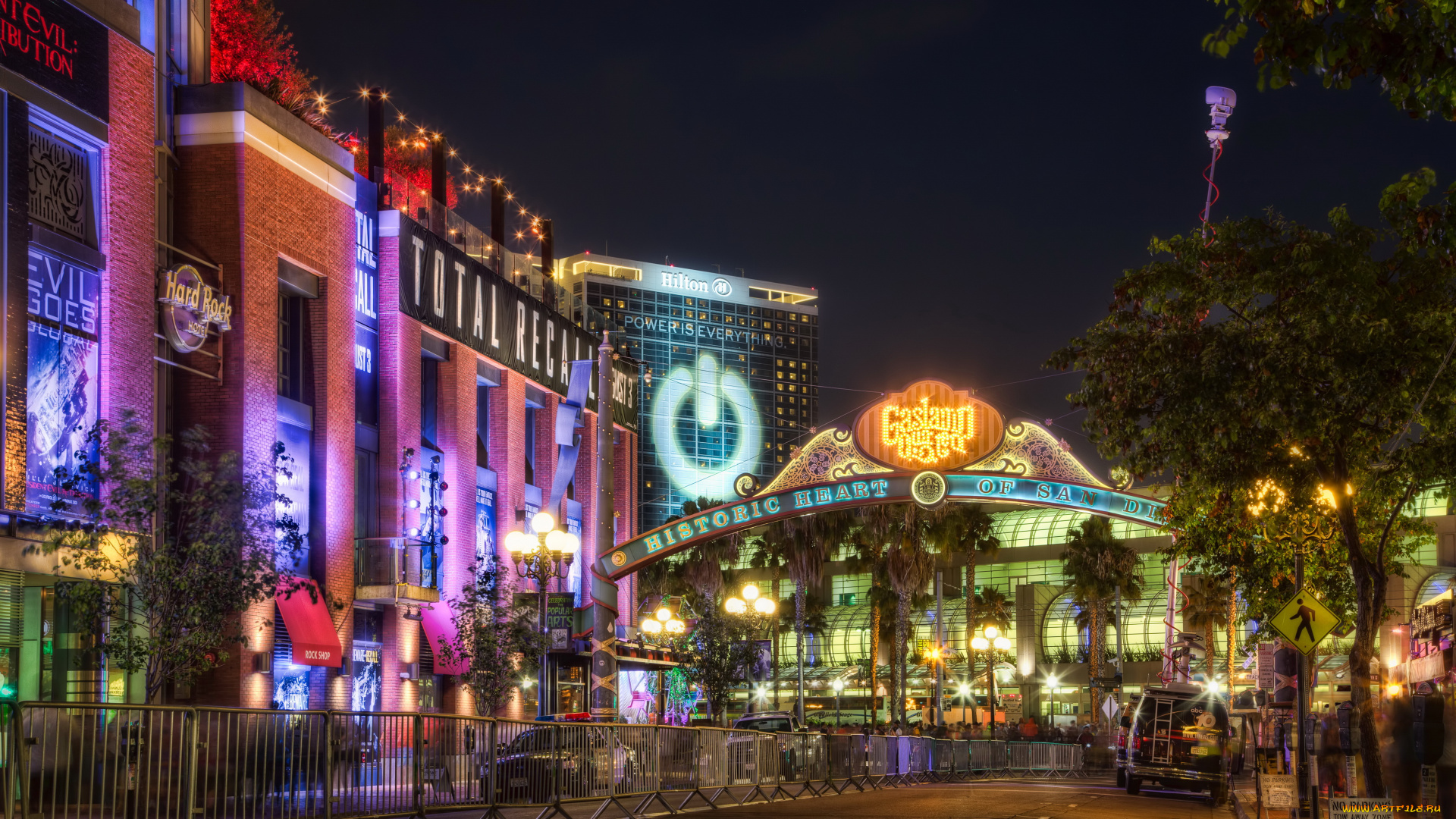 san, diego, california, города, сан, диего, сша, ночь, огни, дома