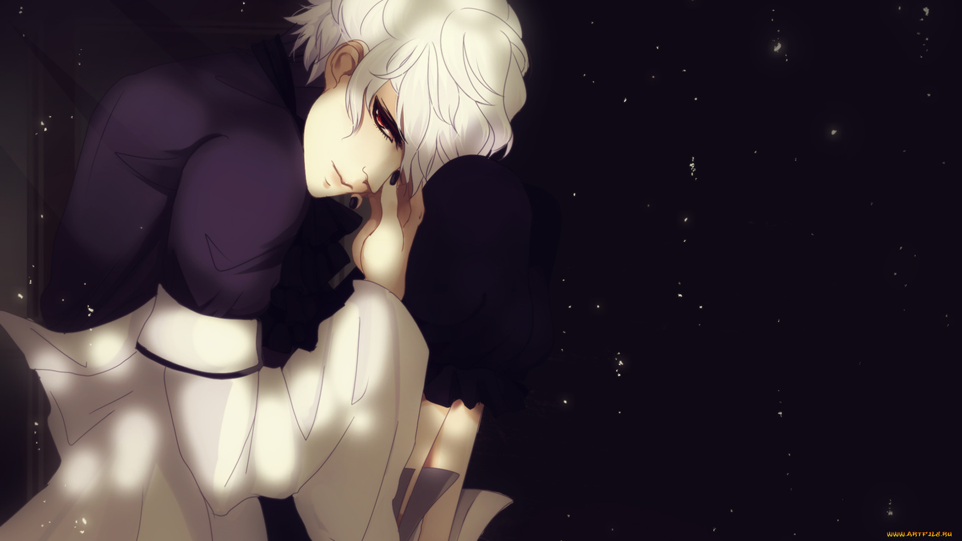 аниме, pandora, hearts, белые, волосы, парень, глаза, ночь, xerxes, break