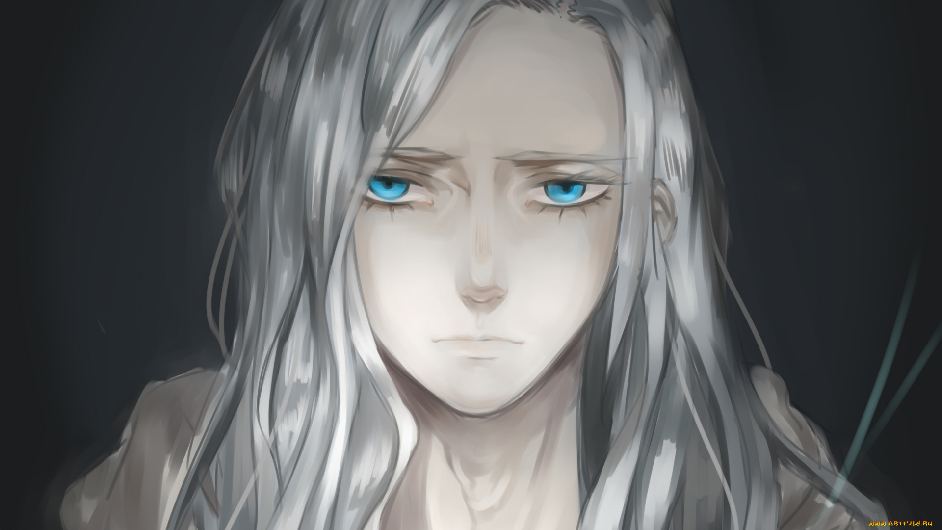 аниме, *unknown, , другое, парень, голубые, глаза, белые, волосы