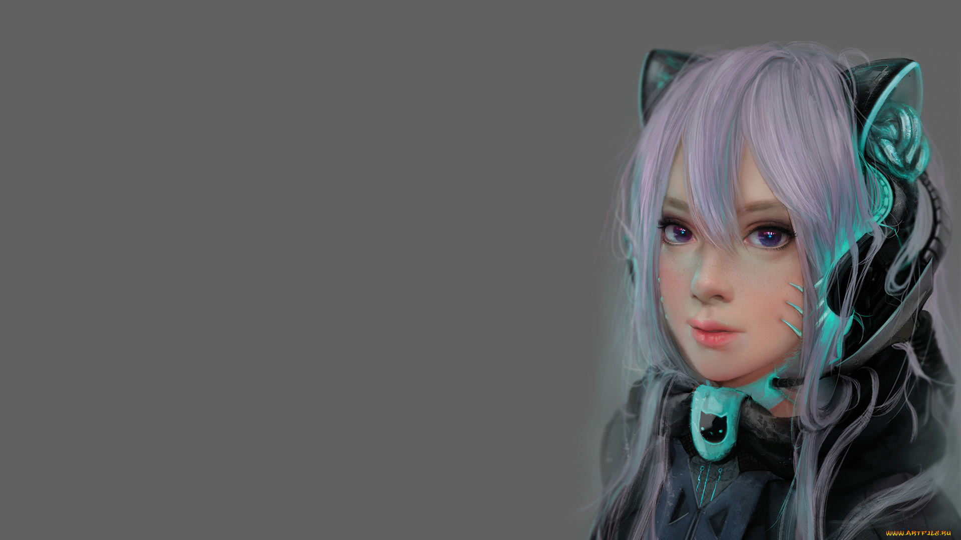 девушка, аниме, -headphones, &, instrumental