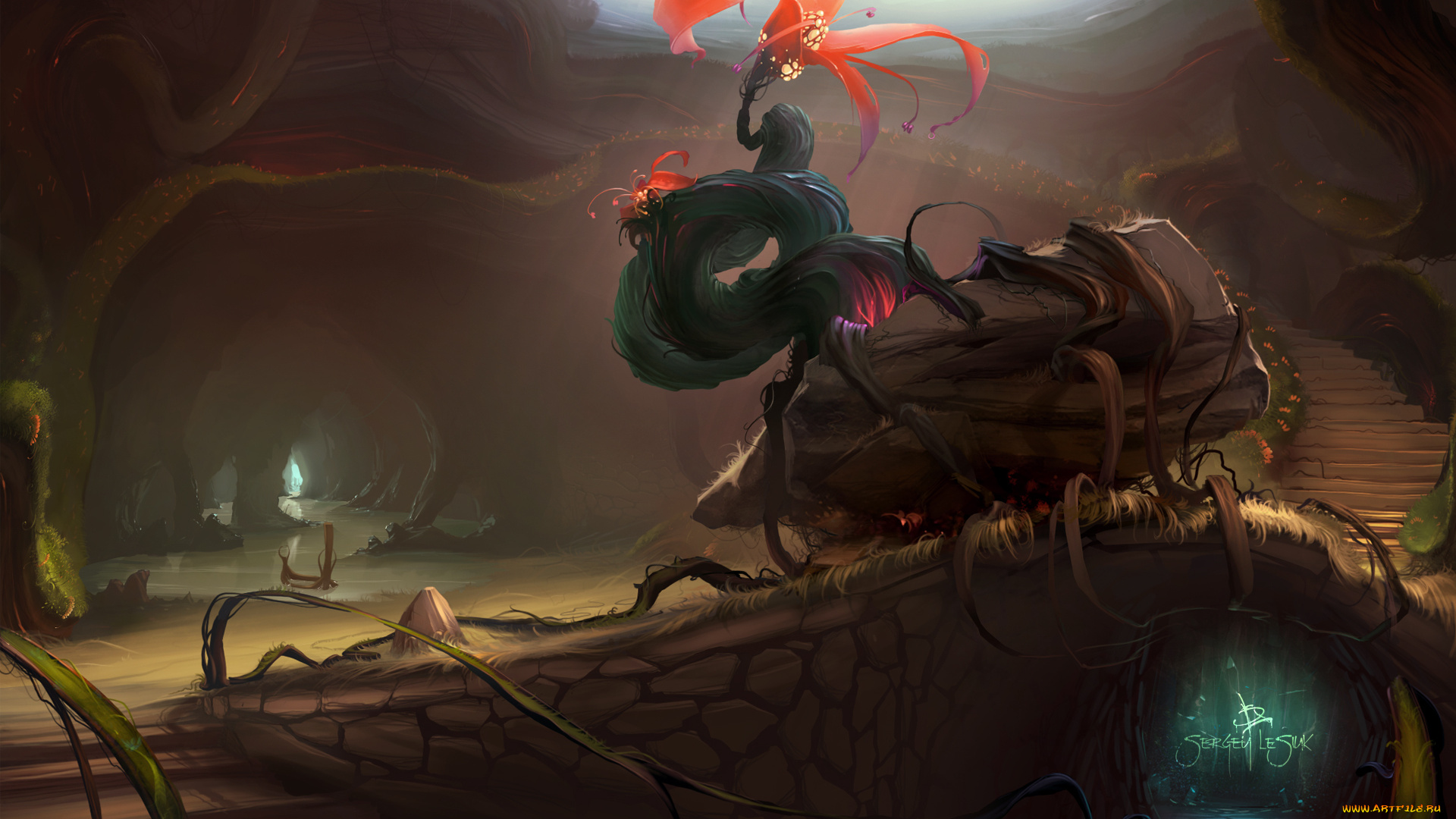 sergey, lesiuk, фэнтези, иные, миры, , иные, времена, пещера, цветок, растение, мир, иной