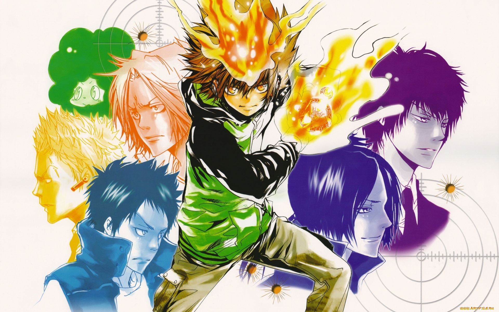 аниме, katekyo, hitman, reborn, гакудера, хибари, кёя, тцуна, мишени, рёхей, ламбо, ямомото, учитель, мафиози, персонажи, рокудо, мукуро, реборн