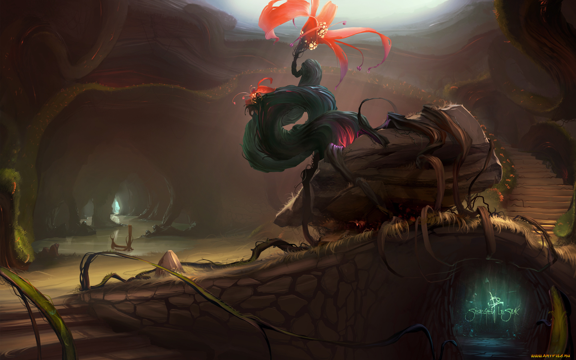 sergey, lesiuk, фэнтези, иные, миры, , иные, времена, пещера, цветок, растение, мир, иной