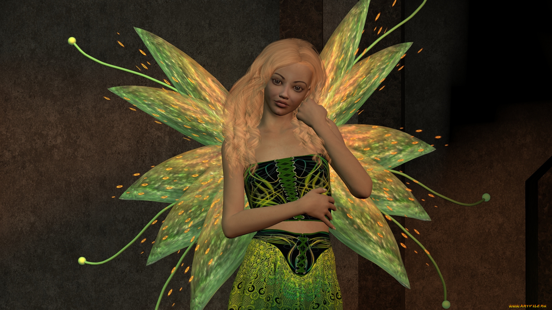 3д, графика, эльфы, , elves, фея, взгляд, фон