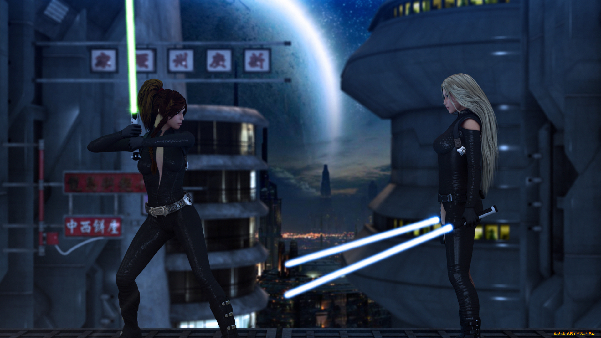 3д, графика, фантазия, , fantasy, оружие, фон, взгляд, девушки