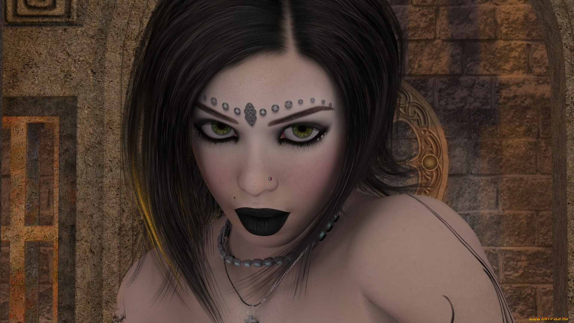 3д, графика, портрет, , portraits, фон, взгляд, девушка, тату