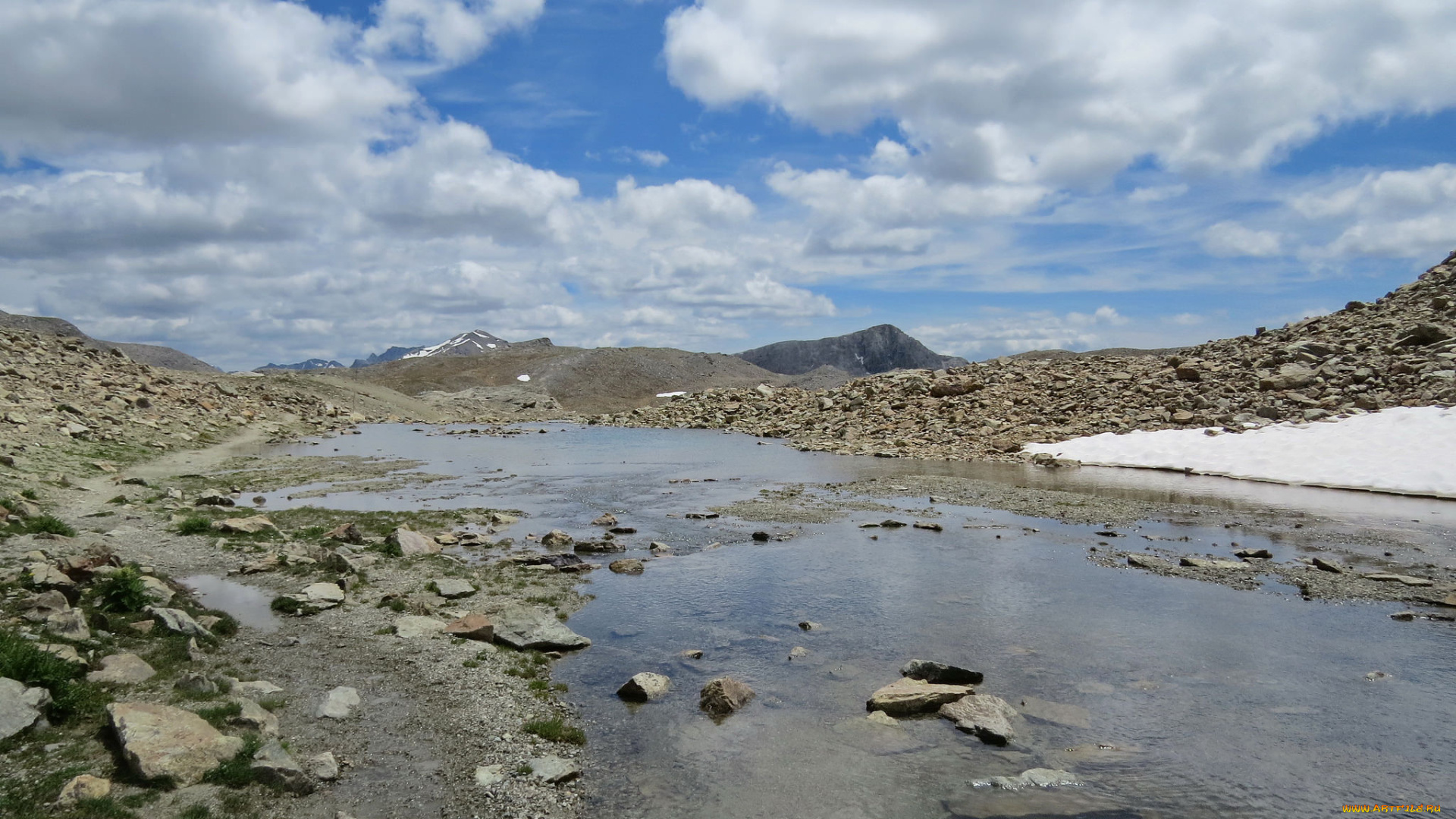 природа, горы, облака, река