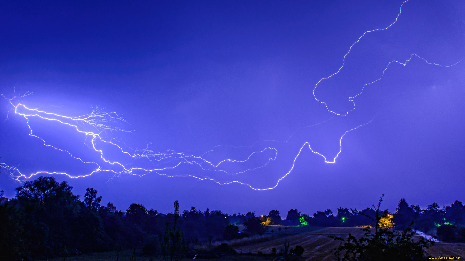 природа, молния, , гроза, фермы, забор, поле, фонарный, столб, небо