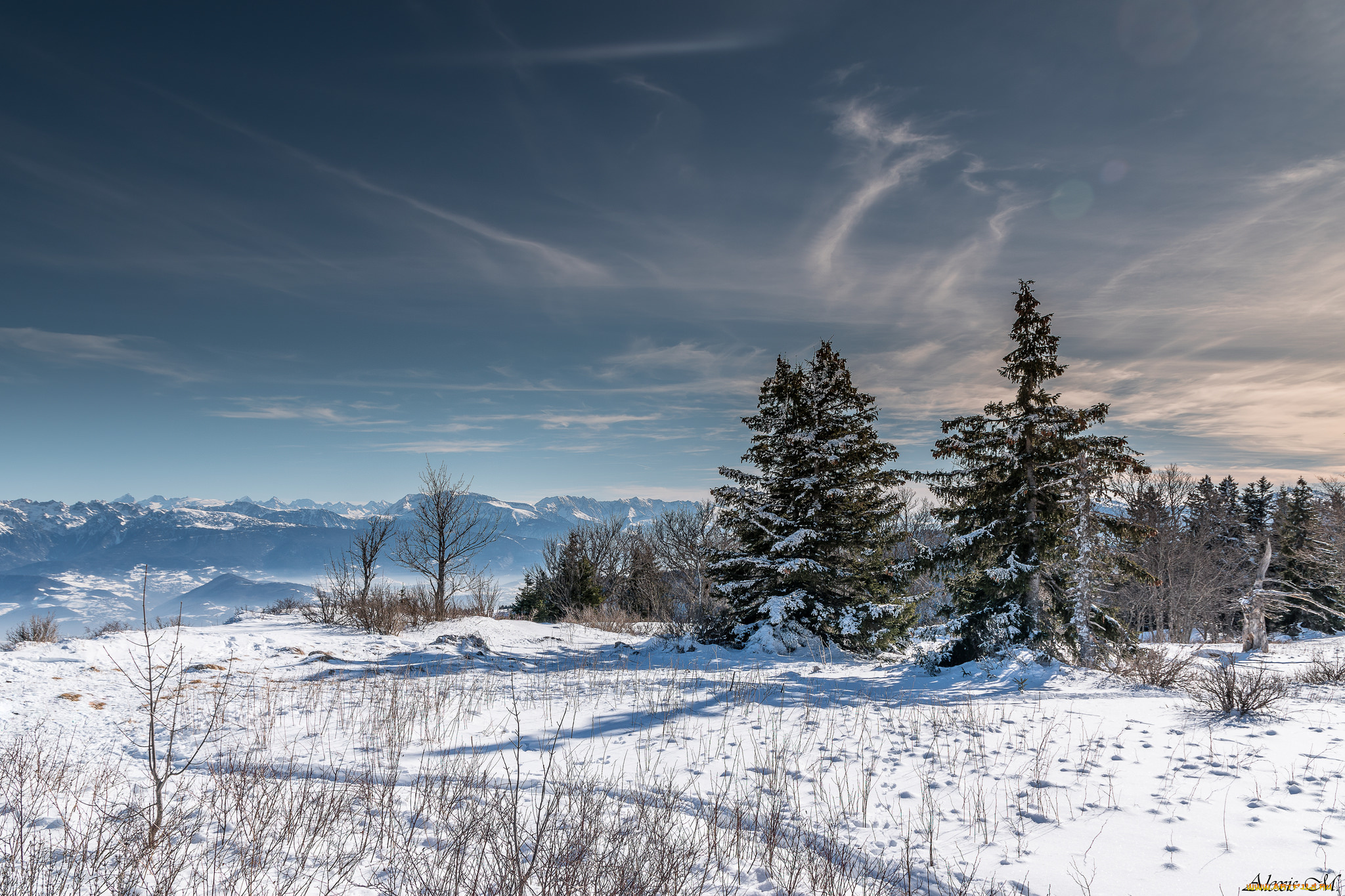 природа, зима, поле