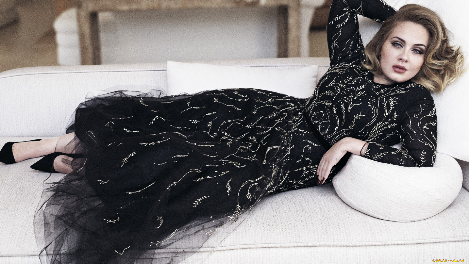 музыка, adele, диван, платье, певица, блондинка, адель