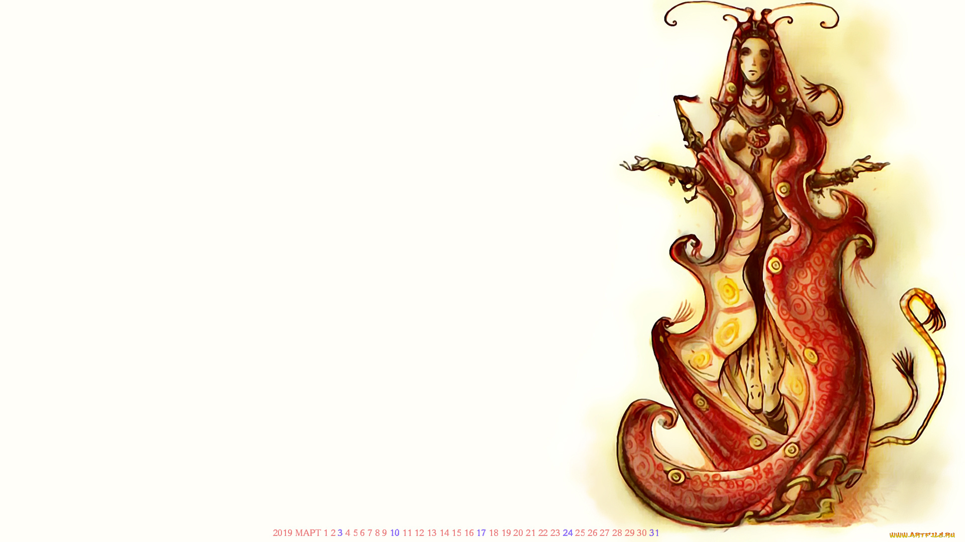 календари, фэнтези, девушка