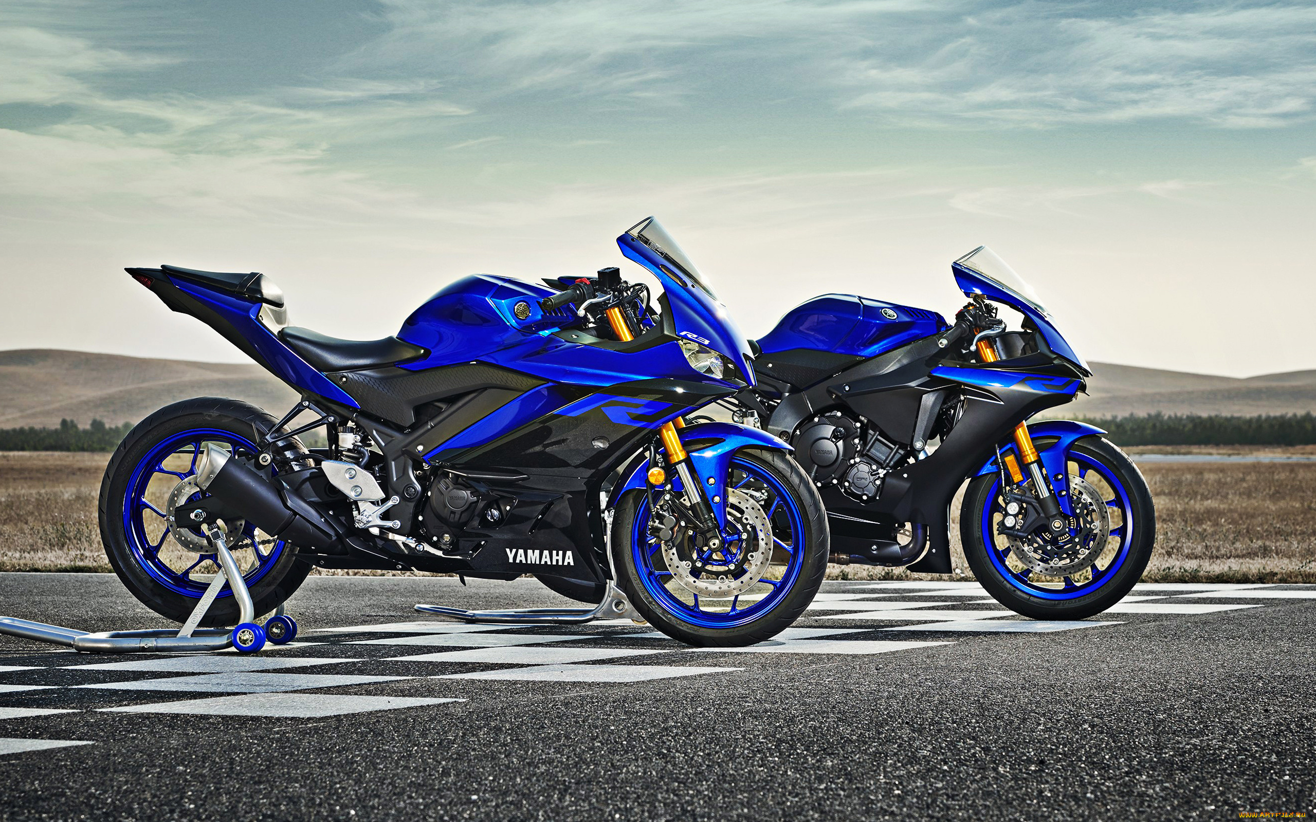 2019, yamaha, yzf, r3, мотоциклы, yamaha, новый, вид, сбоку, ямаха, спортбайк, yzf, r3, синий, японские, черный