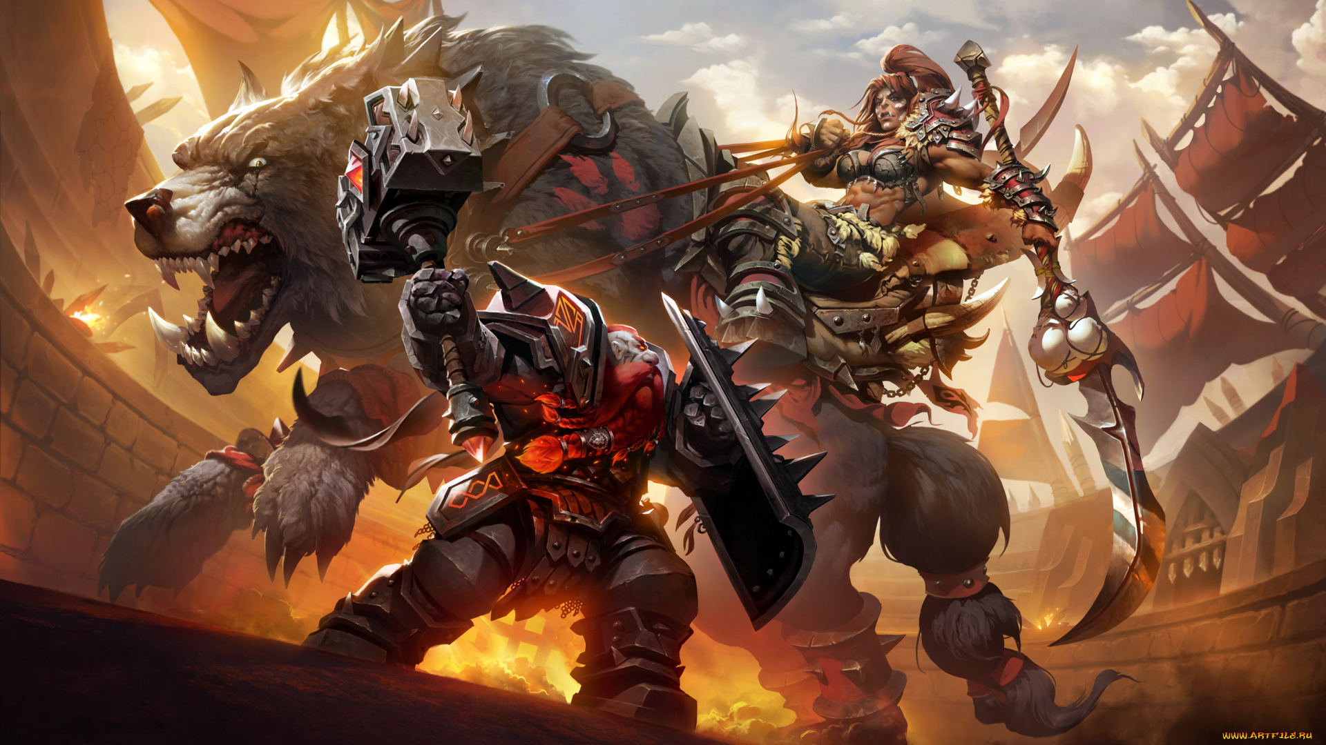 world, of, warcraft, , battle, for, azeroth, видео, игры, девушка, фон, волк, униформа, секира