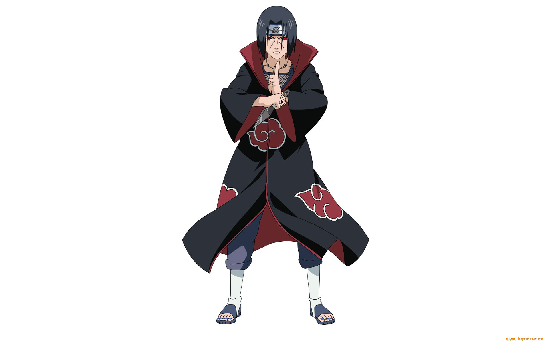 аниме, naruto, учиха, итачи, кунай, акацки, плащ