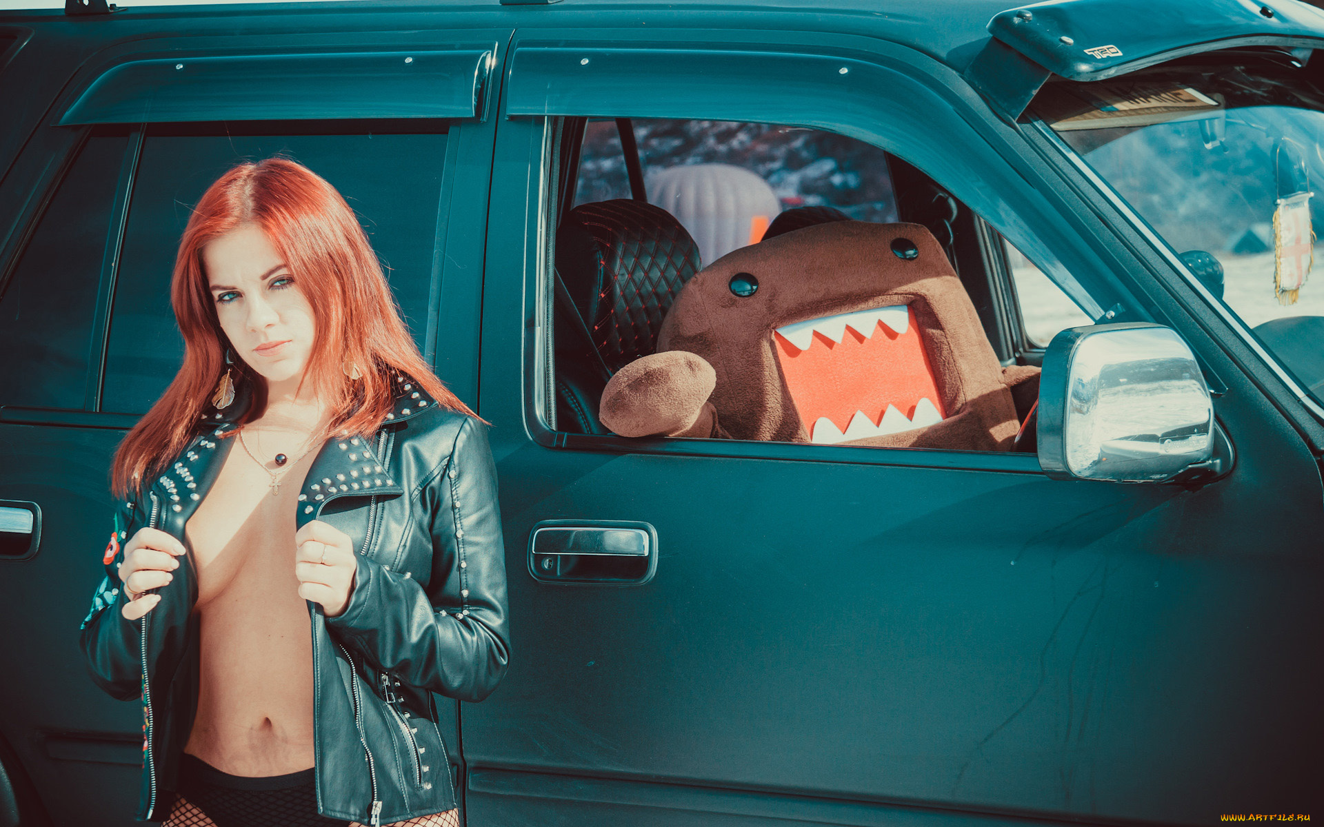 девушки, -, рыжеволосые, и, разноцветные, toyota, hilux, surf