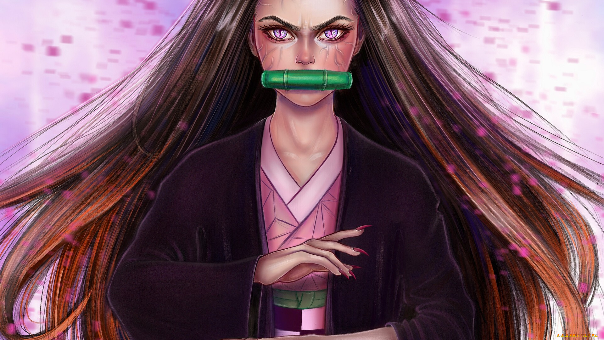 аниме, demon, slayer, , kimetsu, no, yaiba, девушка, кимоно, свиток