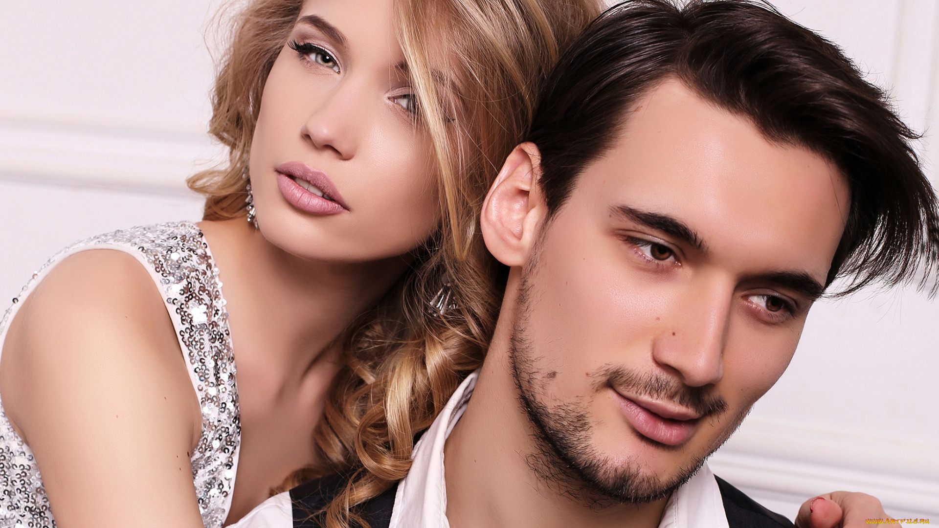 разное, мужчина, женщина, блондинка, локоны, брюнет, объятие