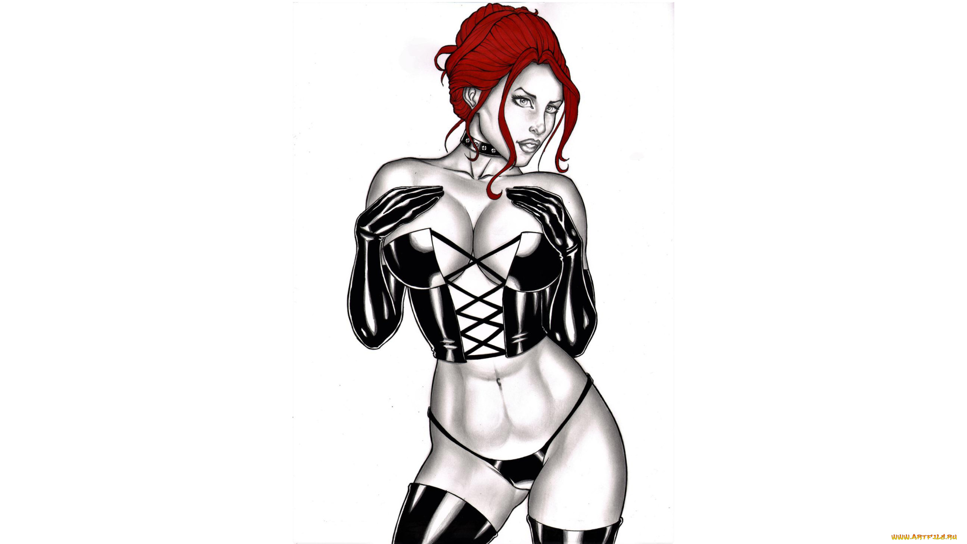 рисованное, elberty, oliveira, девушка, фон, корсет, перчатки, elberty, oliveira