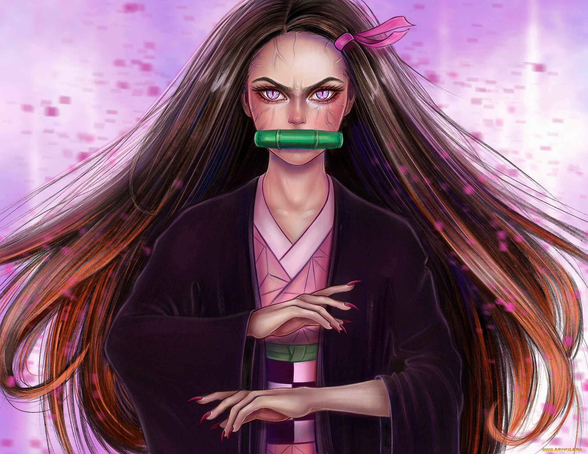 аниме, demon, slayer, , kimetsu, no, yaiba, девушка, кимоно, свиток