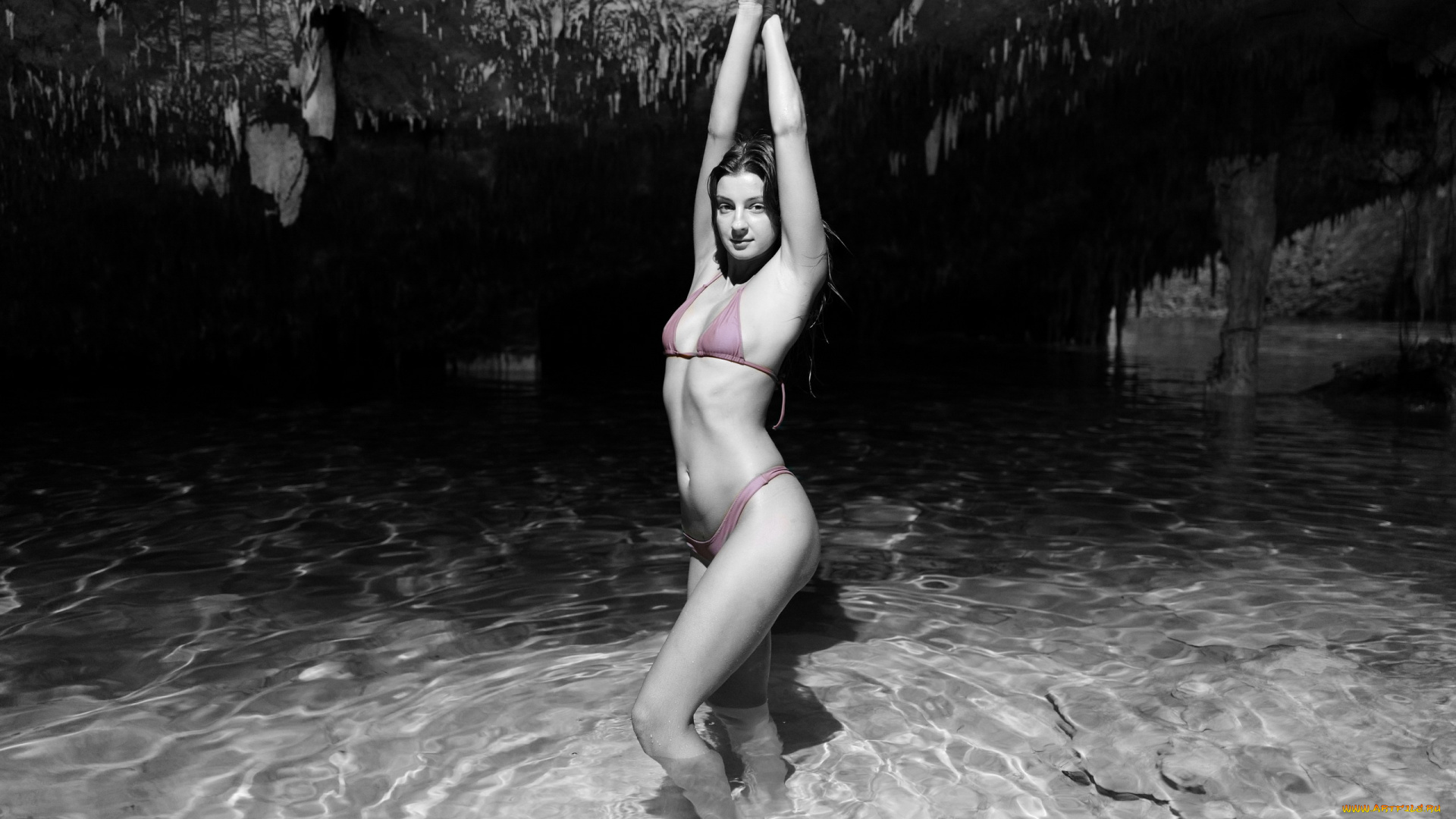 девушки, мария, рябушкина, бикини, пещера, поза