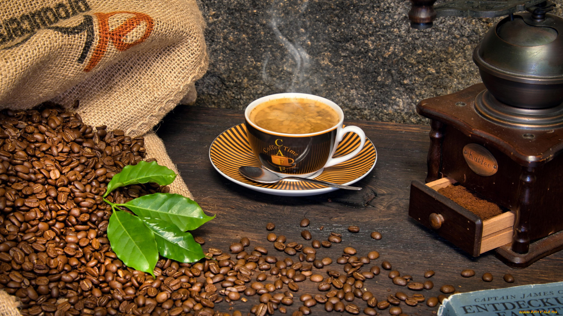 еда, кофе, , кофейные, зёрна, мешок, кофемолка, зерна, кофейные, чашка