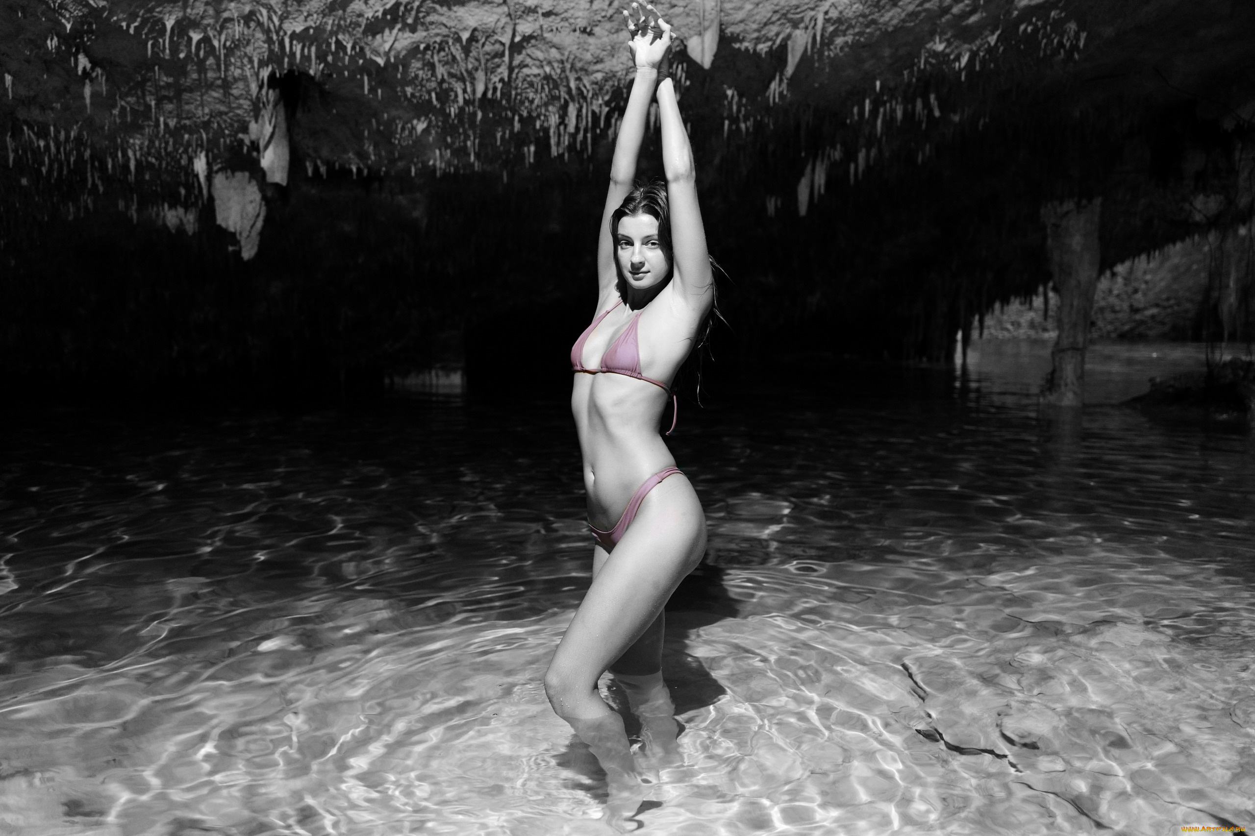 девушки, мария, рябушкина, бикини, пещера, поза
