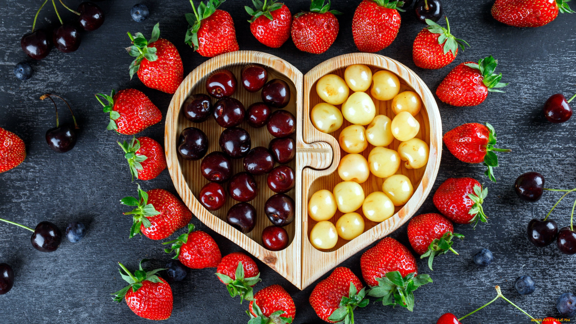 еда, фрукты, , ягоды, клубника, черешня