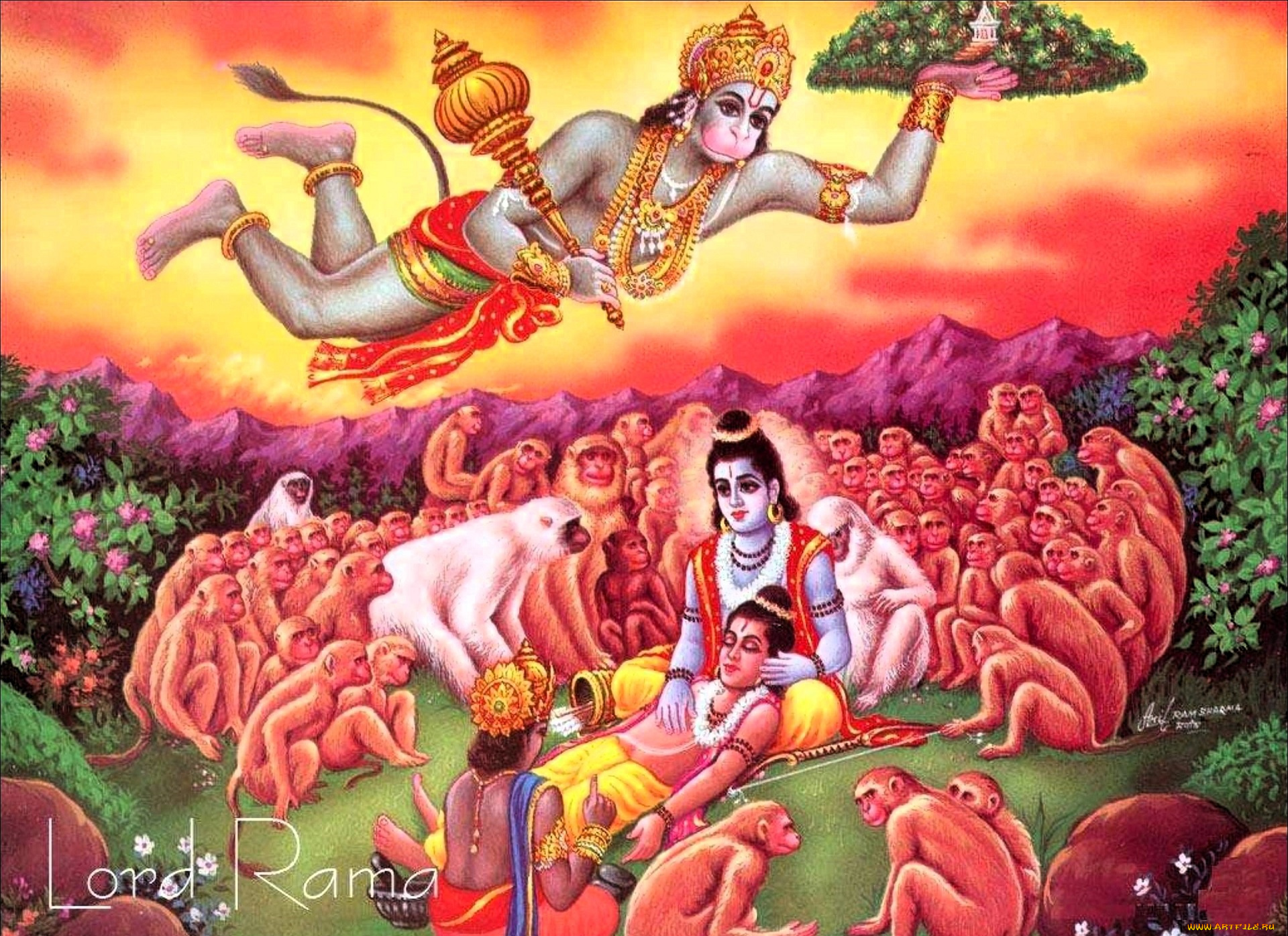 рисованное, религия, боги, обезьяны