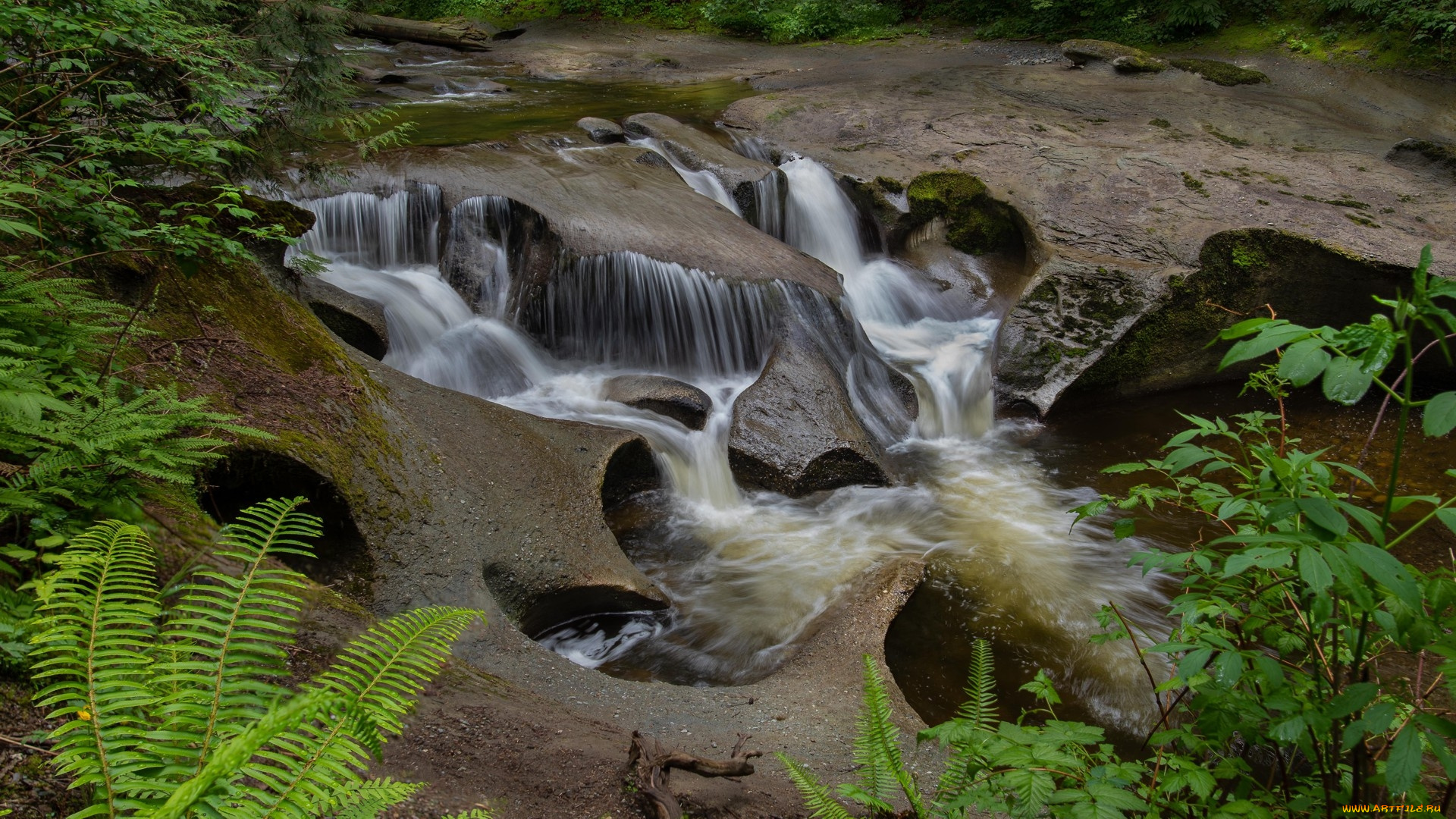 cliff, falls, british, columbia, природа, водопады, cliff, falls, british, columbia