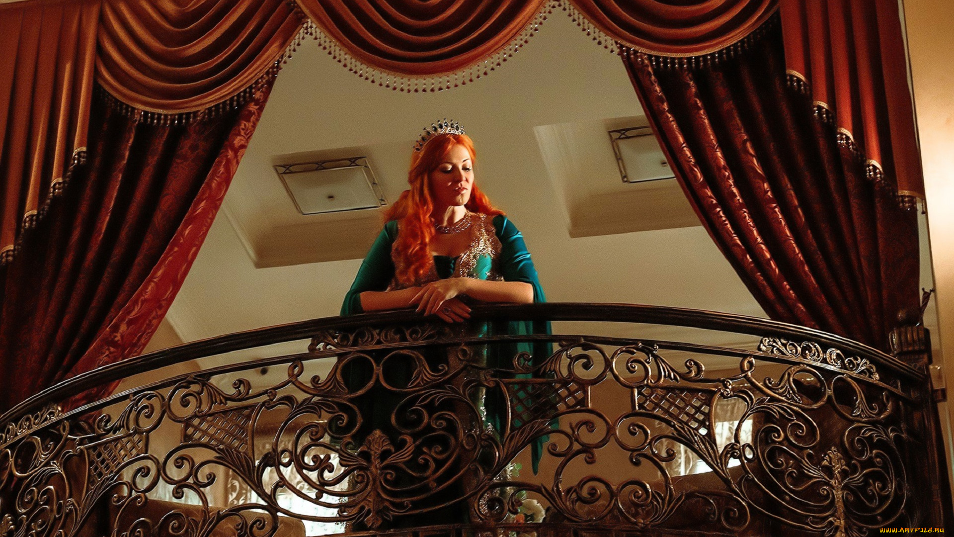 девушки, юлия, огородникова, образ, косплей, наряд, балкон, шторы, рыжая