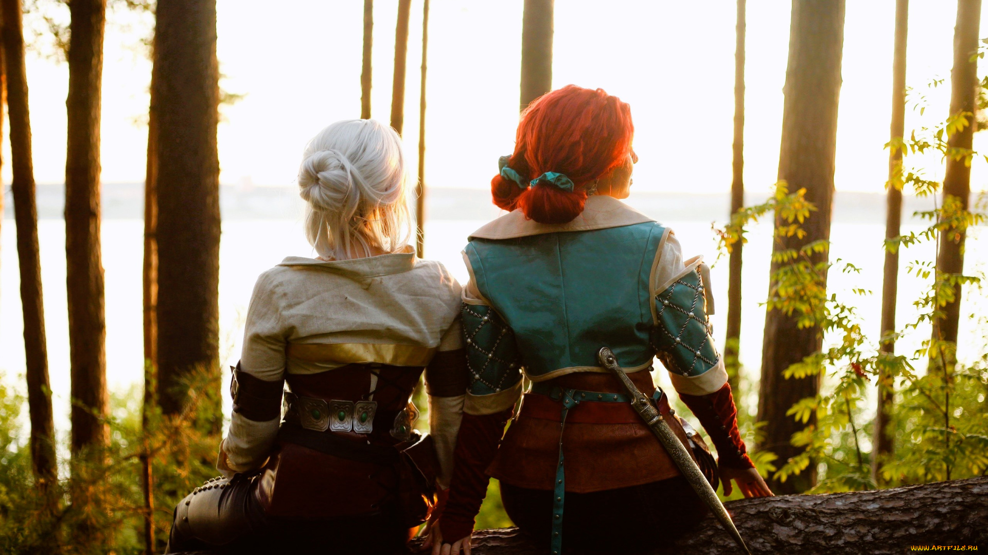 девушки, юлия, огородникова, образы, косплей, подруги, наряды, лес, бревно