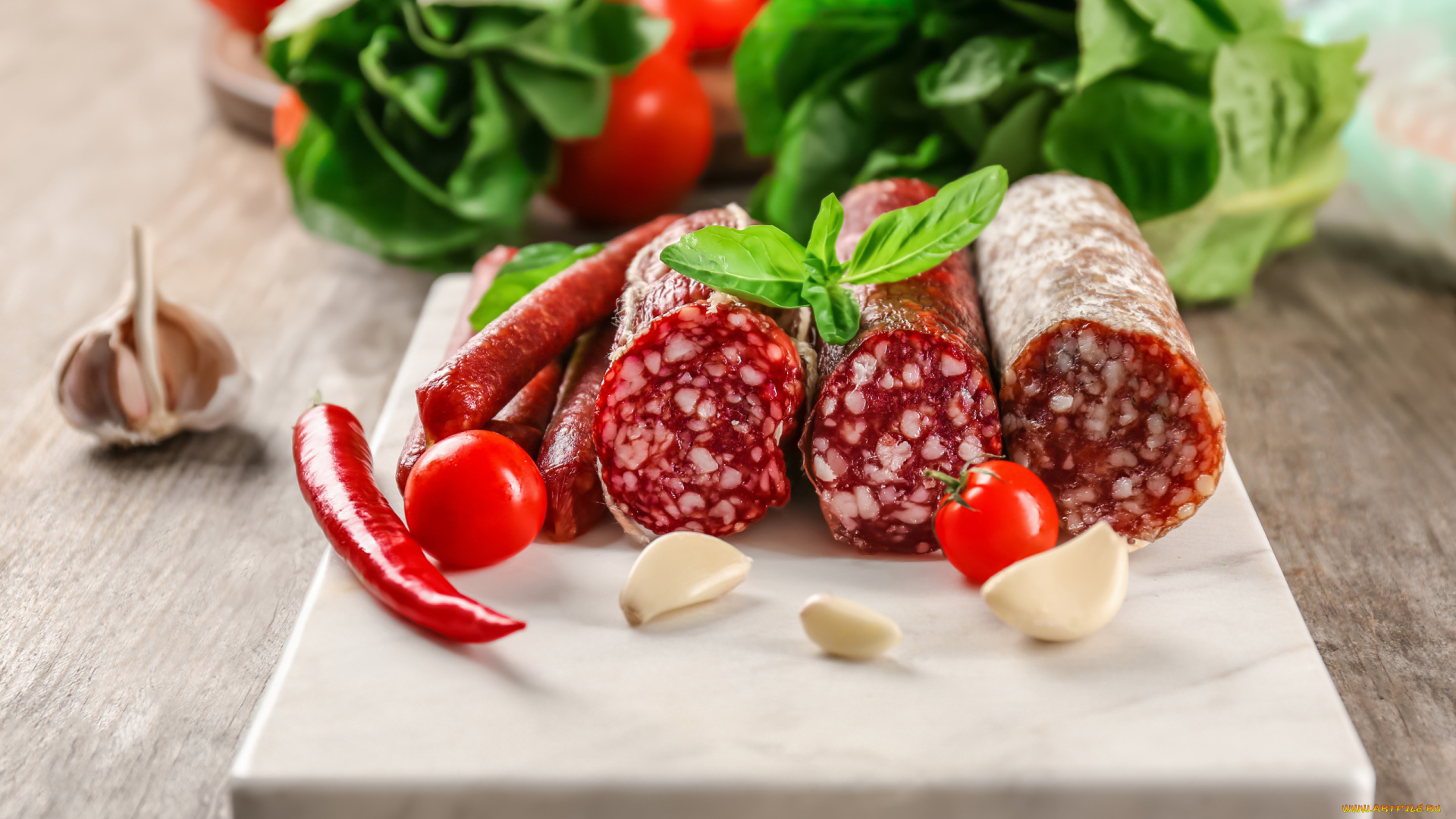 еда, колбасные, изделия, чеснок, колбаса, копченая, салями, перец, острый