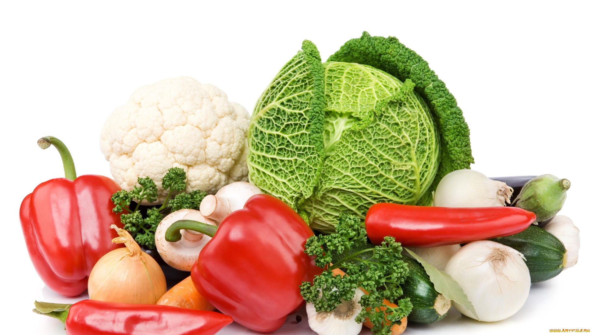 еда, овощи, капуста, цветная, савойская, перец, лук