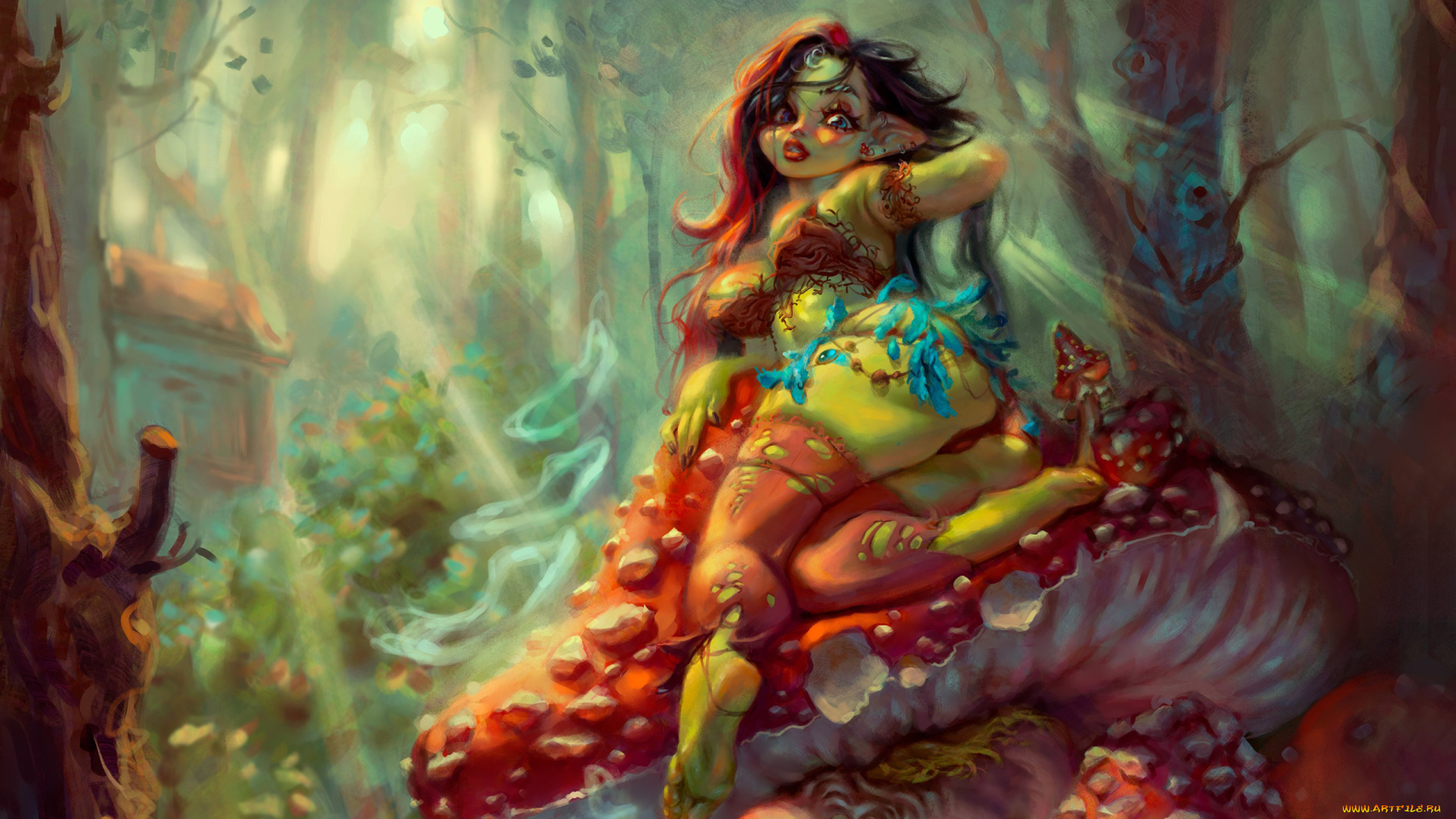 фэнтези, существа, девушка, орк