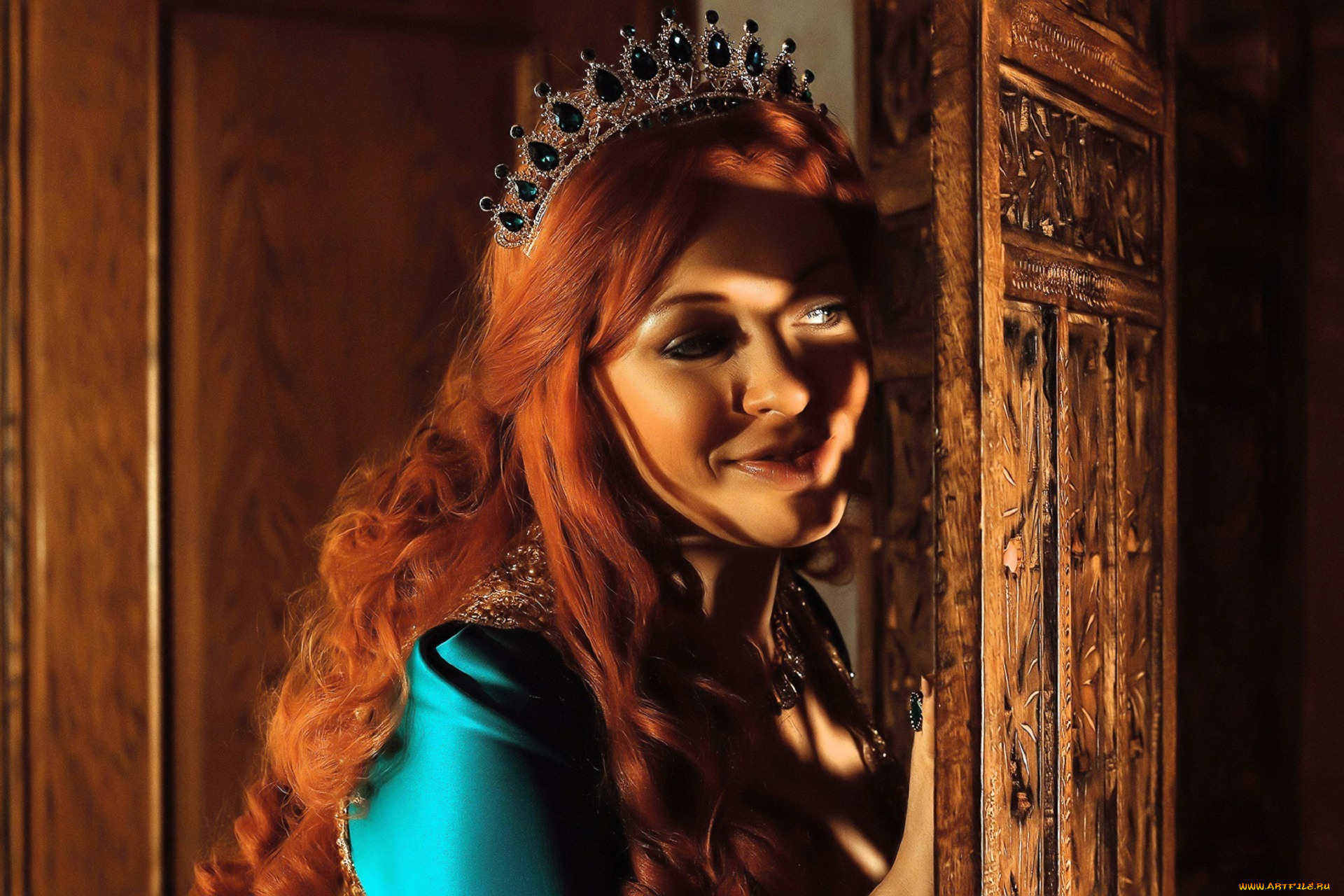 девушки, юлия, огородникова, образ, косплей, корона, лицо, рыжая, дверь