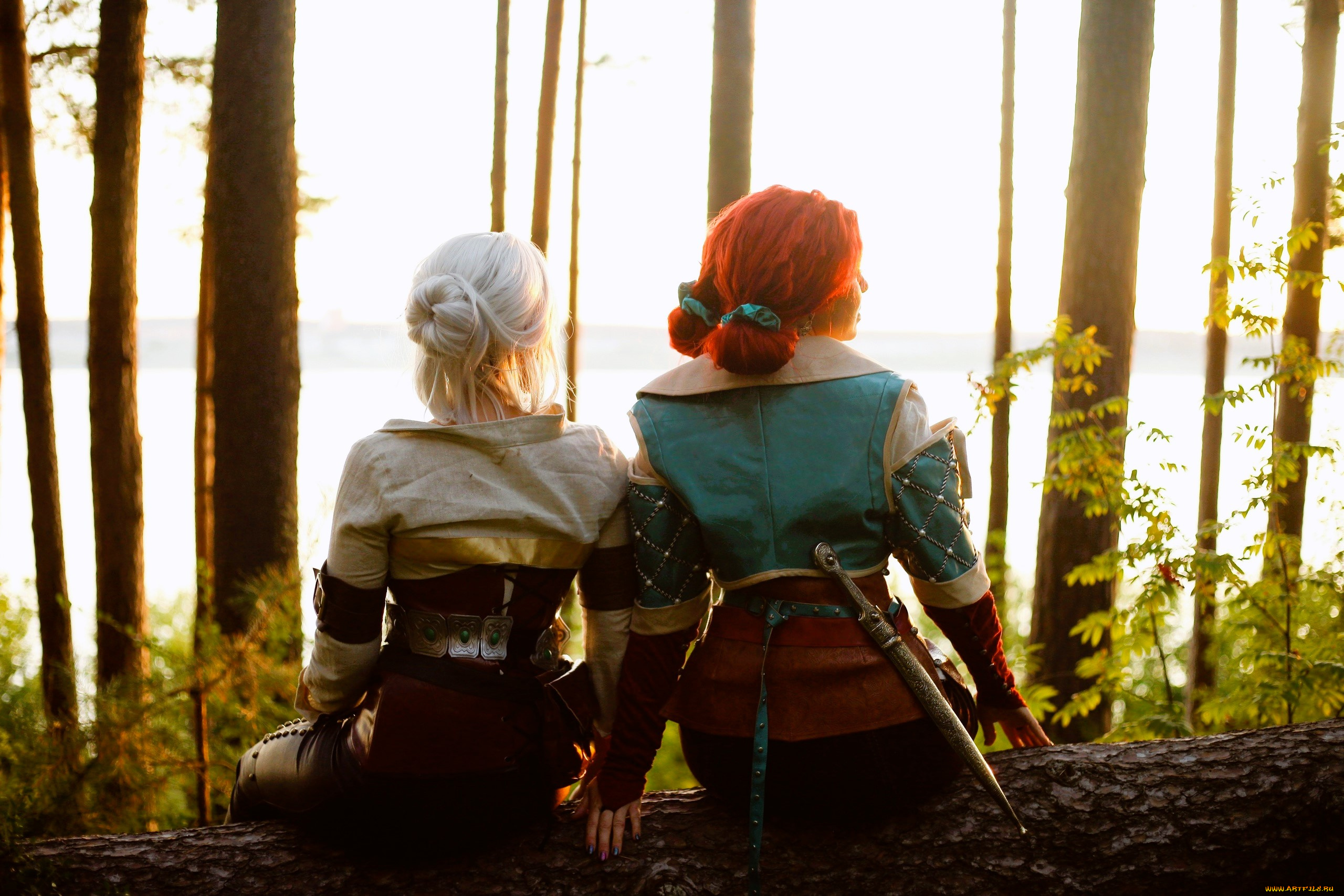 девушки, юлия, огородникова, образы, косплей, подруги, наряды, лес, бревно