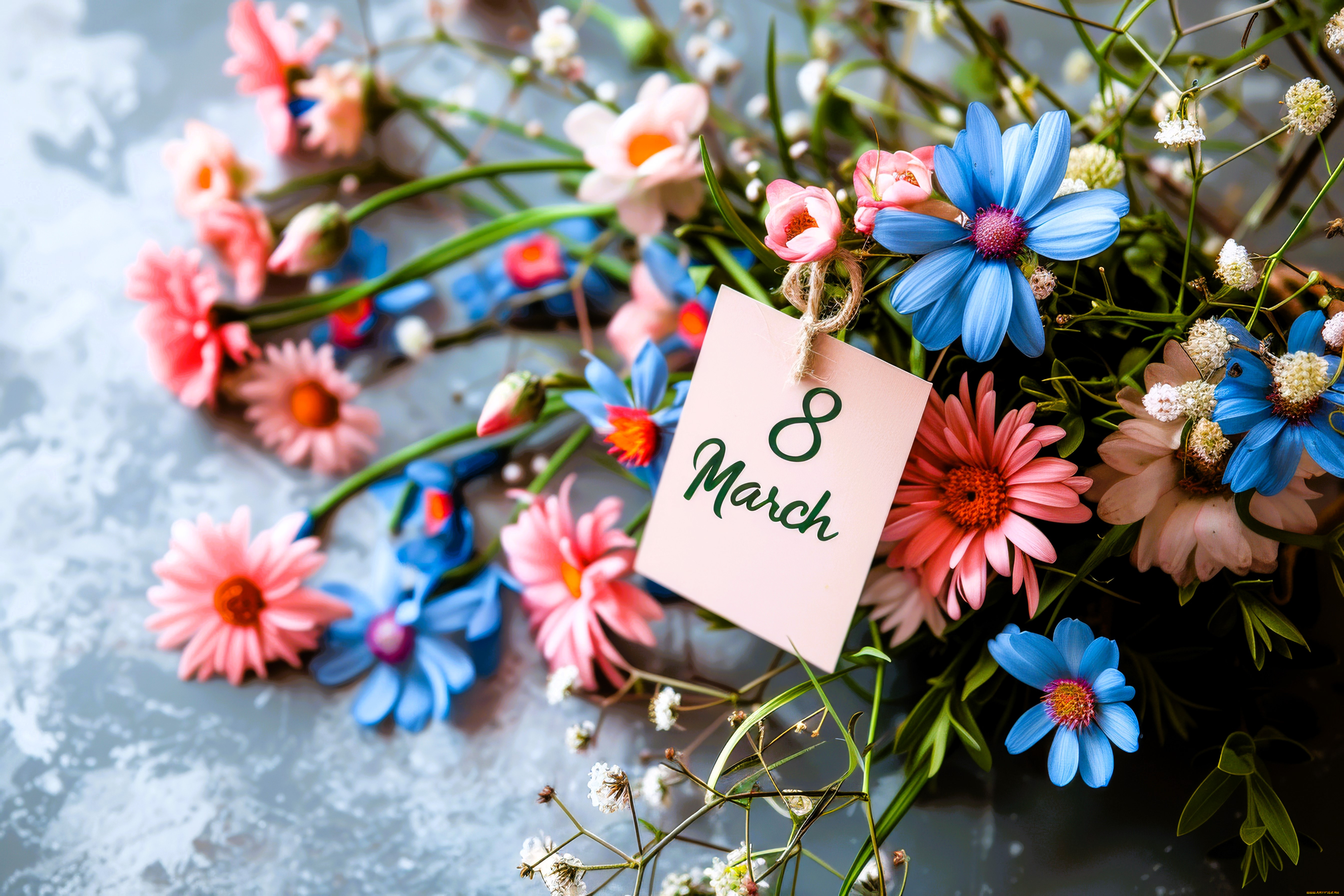 праздничные, международный, женский, день, -, 8, марта, букет, цветы, открытка