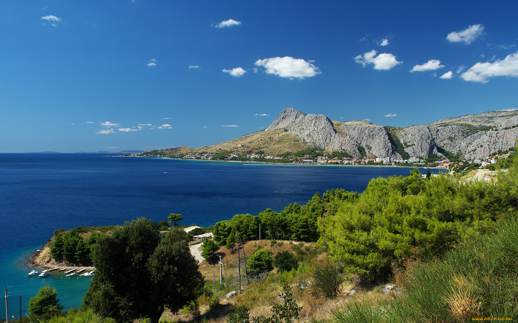 природа, побережье, горы, море, деревья