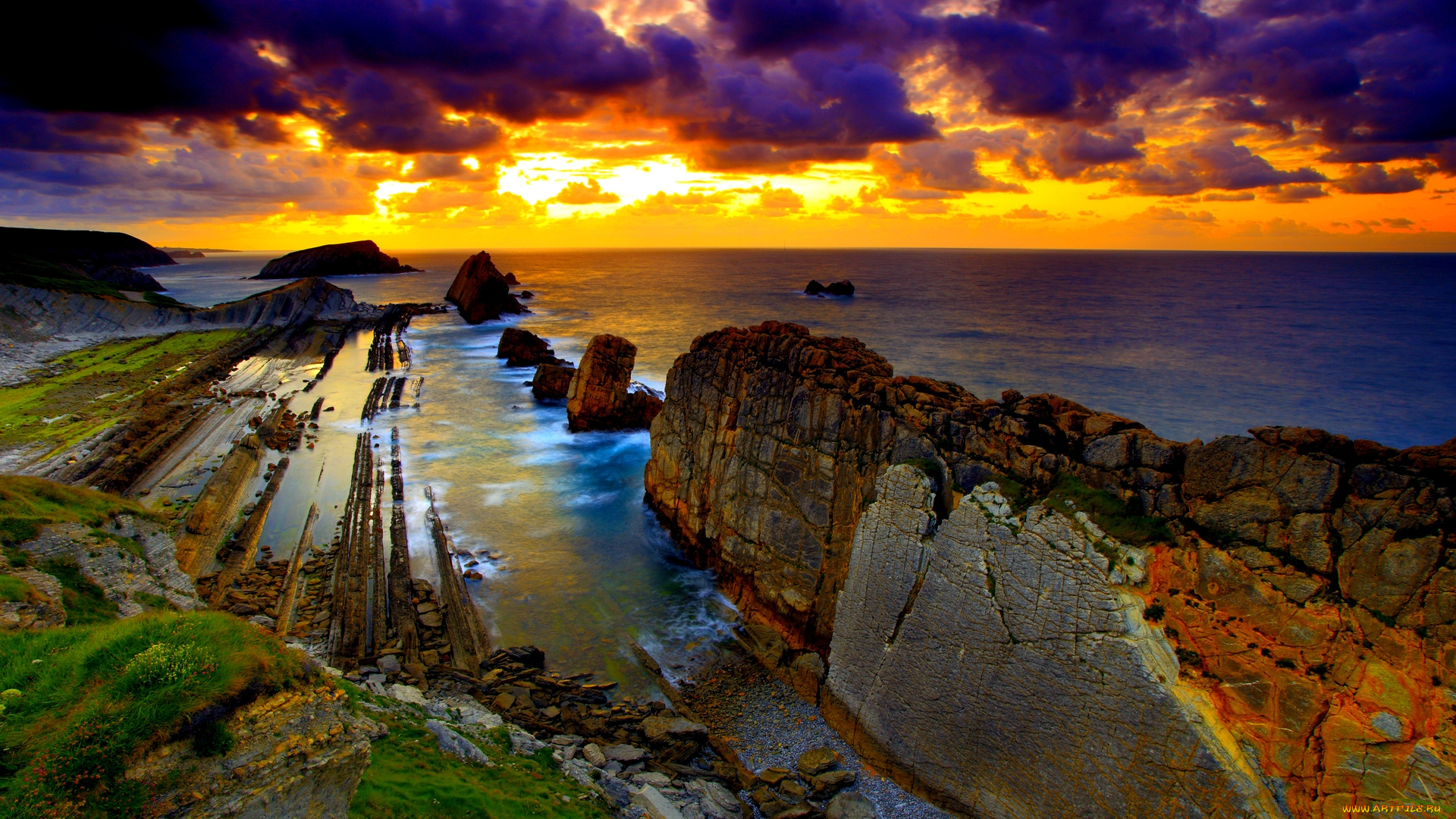 rocky, beach, природа, восходы, закаты, каменистый, пляж