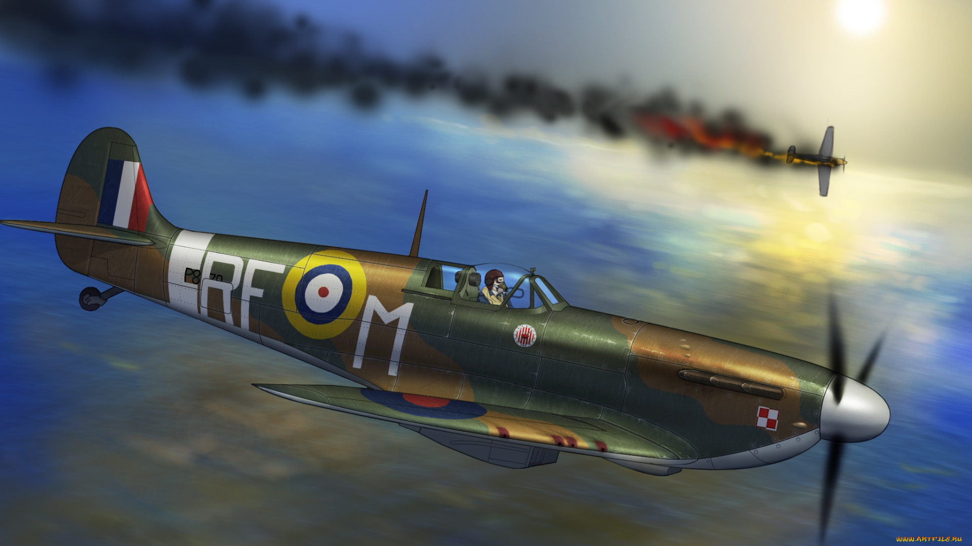 авиация, 3д, рисованые, graphic, небо, истребитель, воздушный, бой