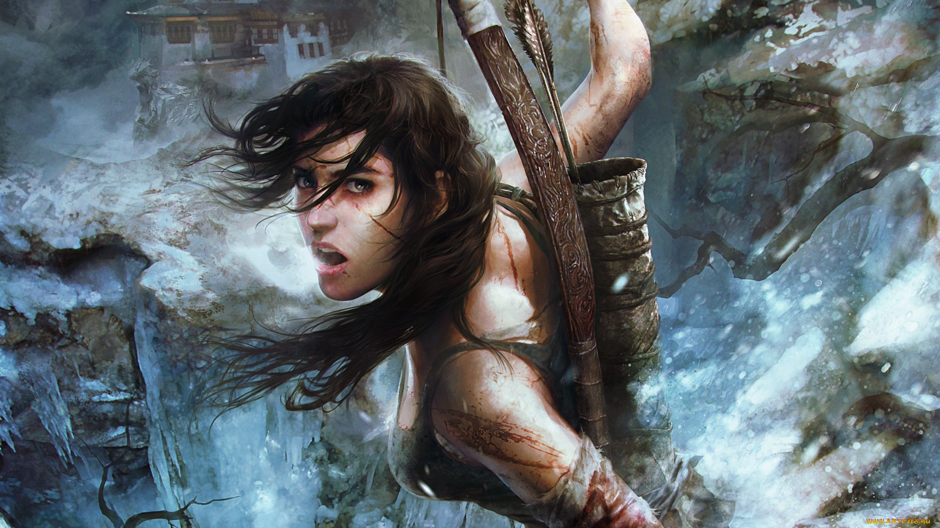 tomb, raider, 2013, видео, игры, альпеншток, стрелы, колчан, лук, лара, крофт