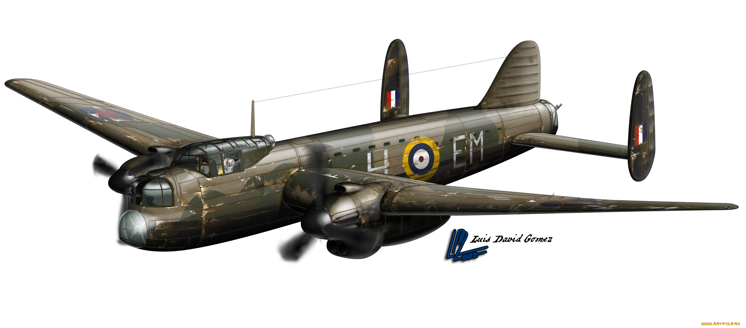 avro, 679, manchester, авиация, 3д, рисованые, graphic, исторический, бомбардировщик